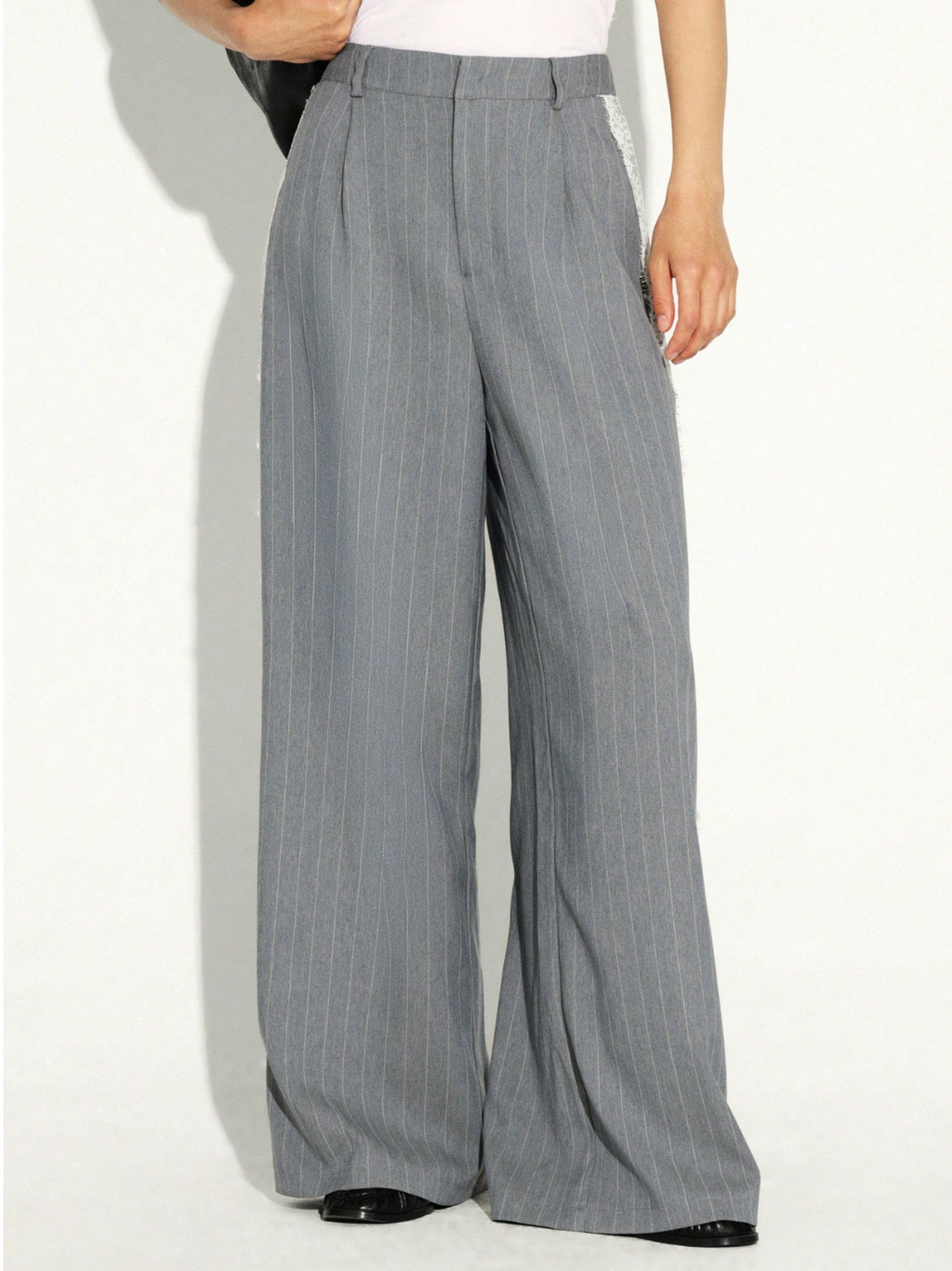 Bridget Pinstripe Wide-Leg Pants