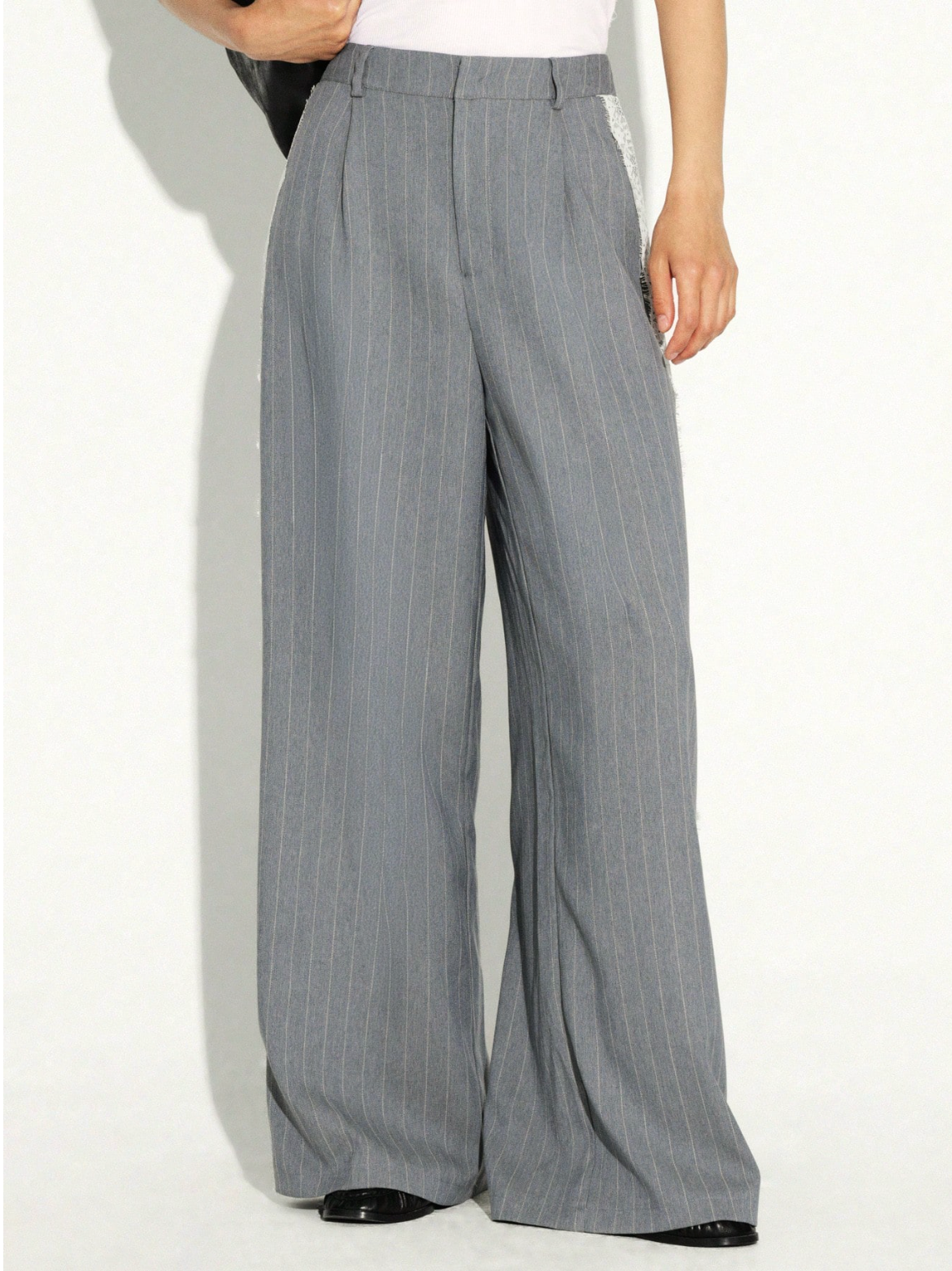 Bridget Pinstripe Wide-Leg Pants