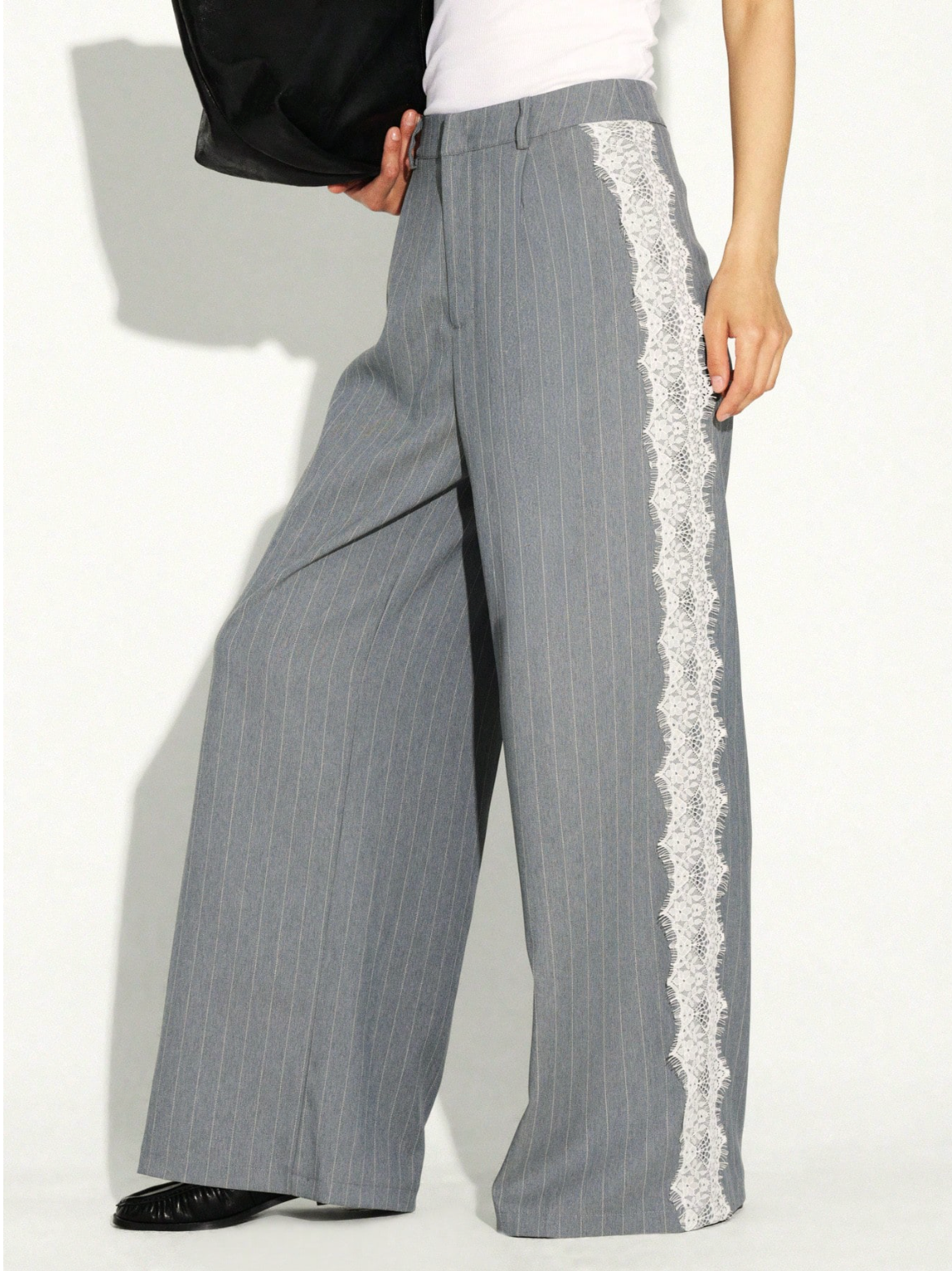 Bridget Pinstripe Wide-Leg Pants