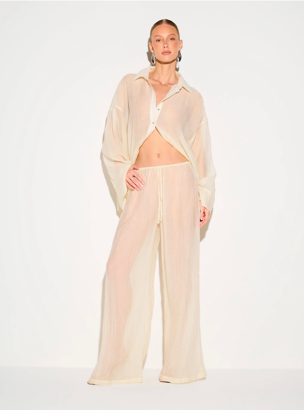 Haze Sheer Wide-Leg Trousers