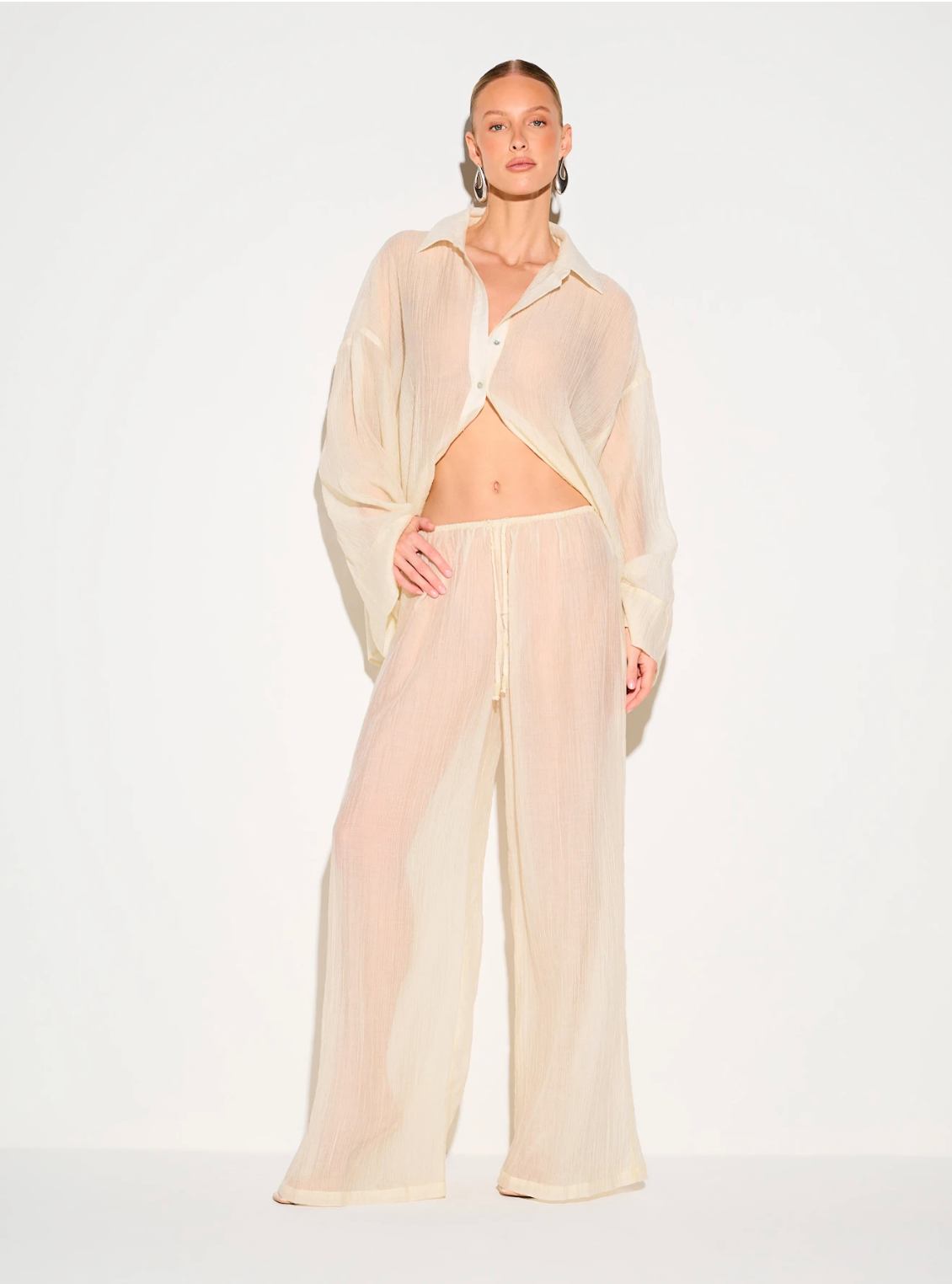 Haze Sheer Wide-Leg Trousers