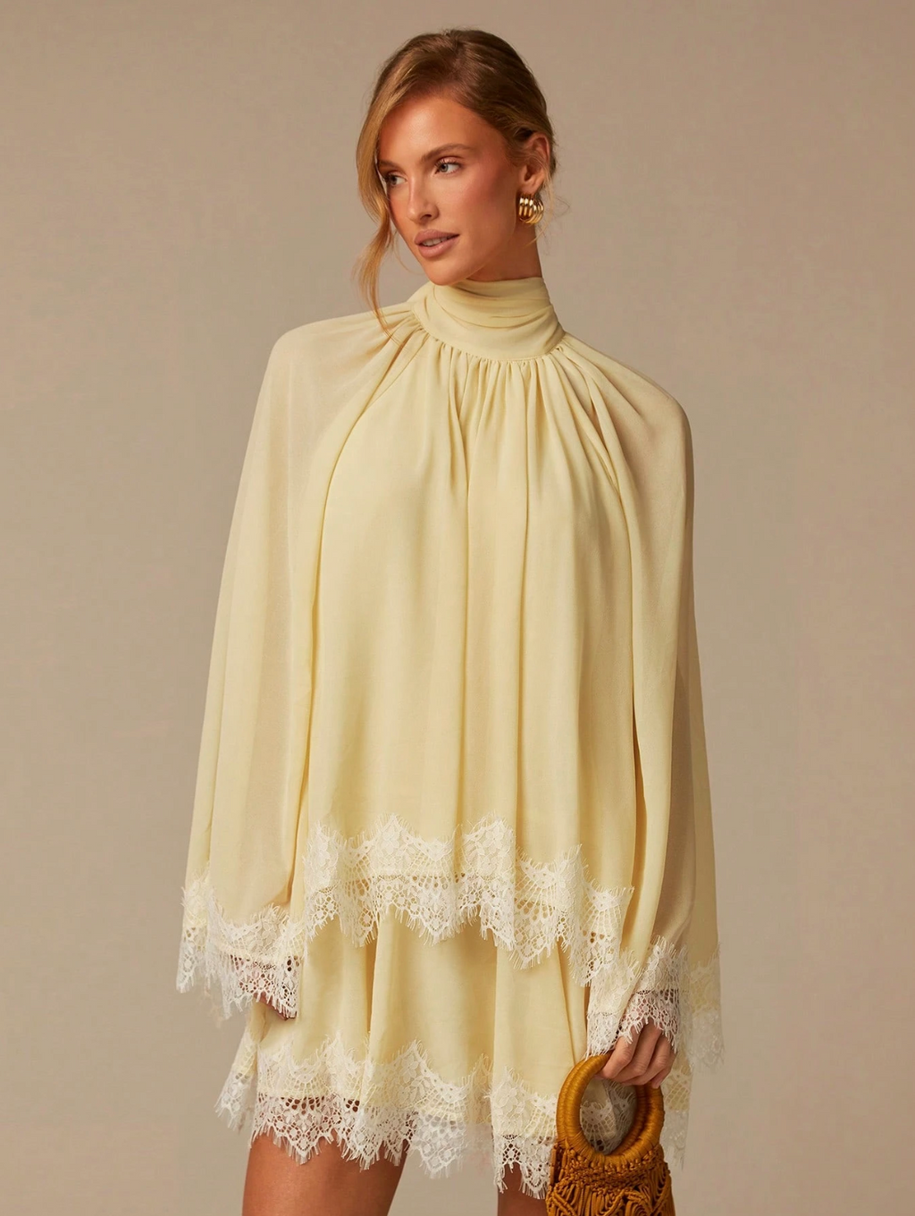 Andrea Lace Chiffon Mini Dress