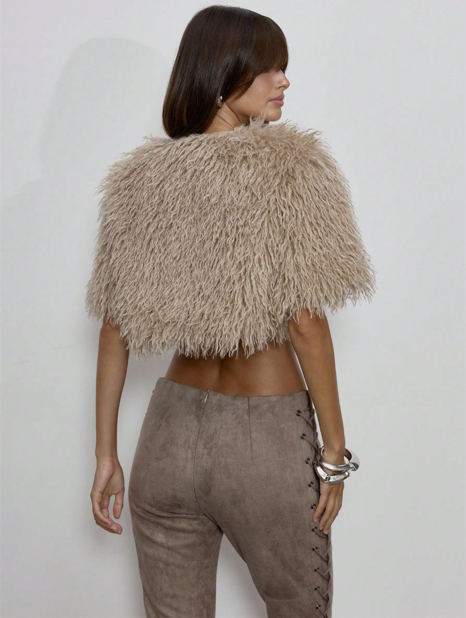 Kylie Cropped Faux Fur Jacket