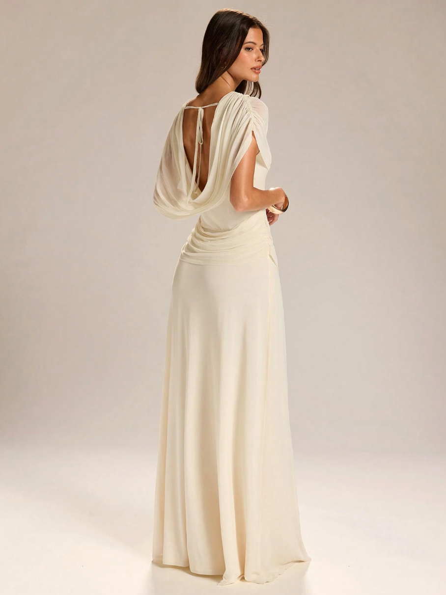 Sommer Draped Backless Maxi Dress