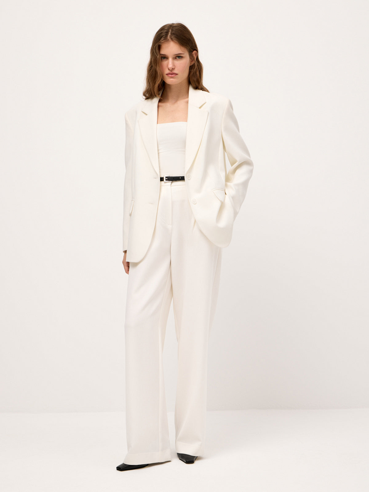 Le Smocking White Single-Breasted Jacket