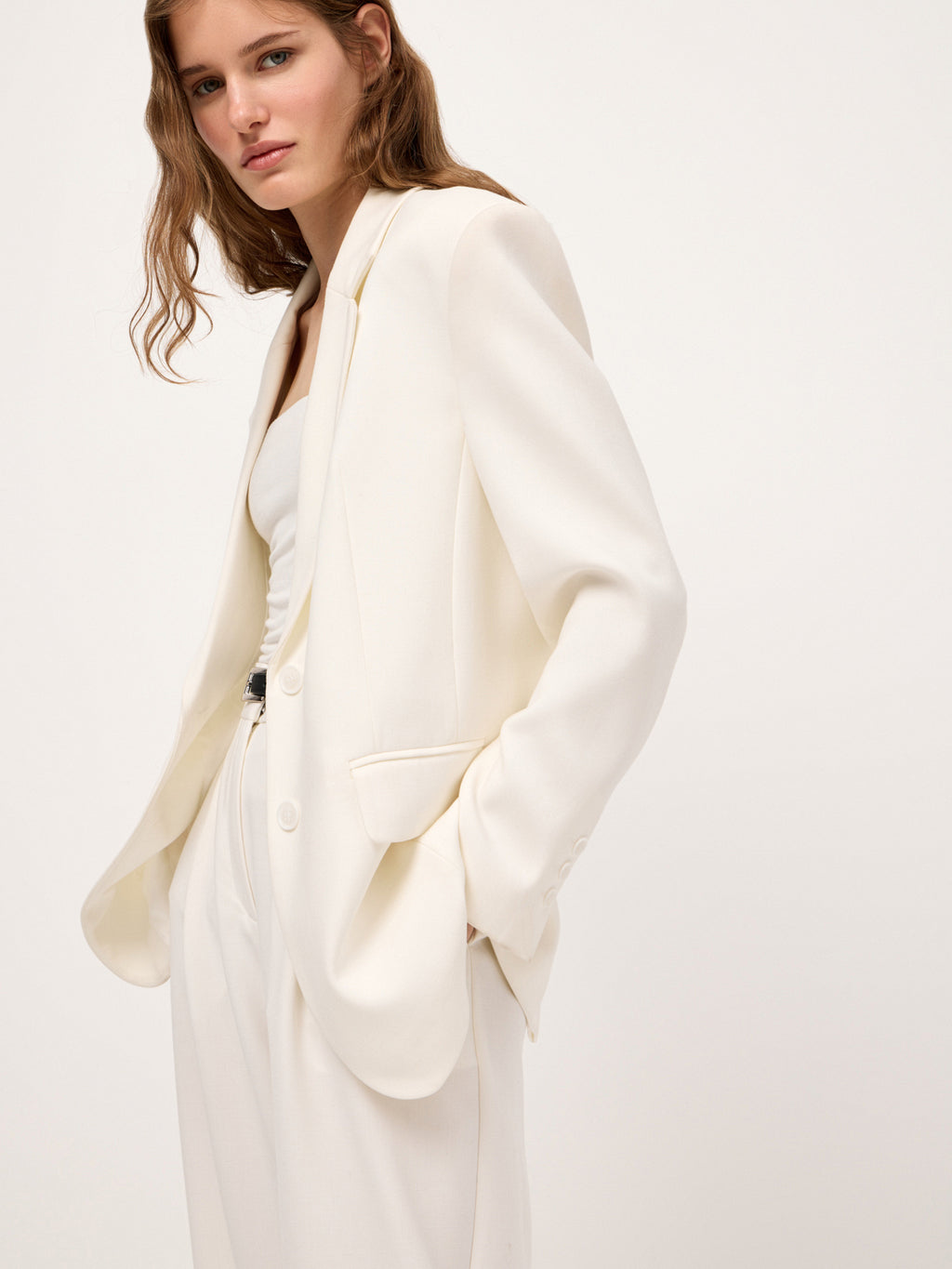 Le Smocking White Single-Breasted Jacket
