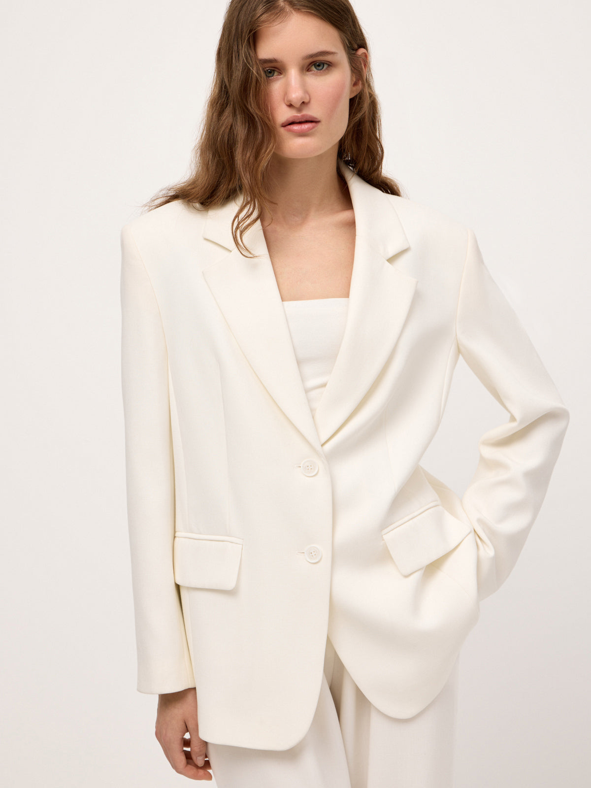 Le Smocking White Single-Breasted Jacket