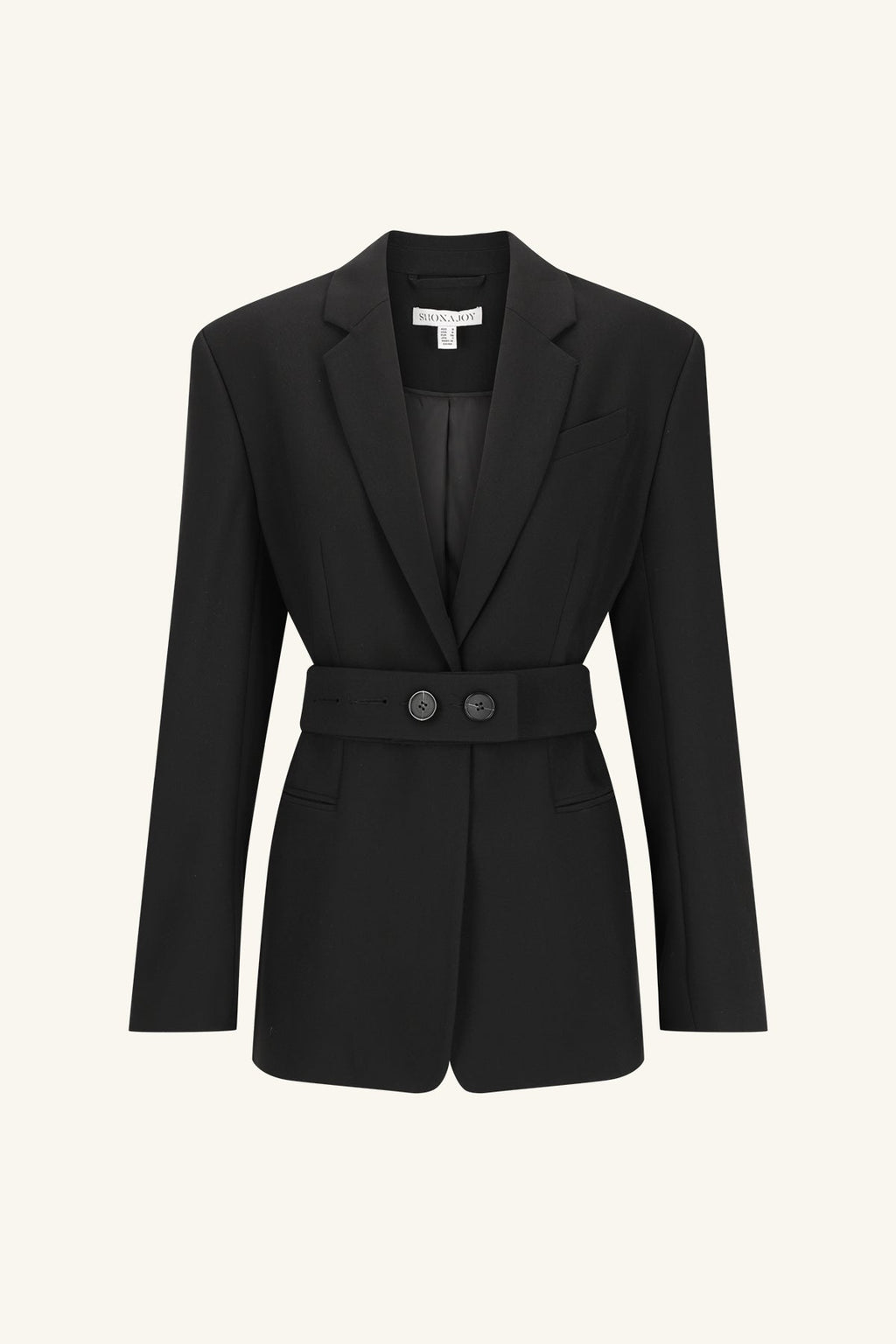 IRENA HOURGLASS SINGLE BREASTED BLAZER WITH BELT - BLACK_G