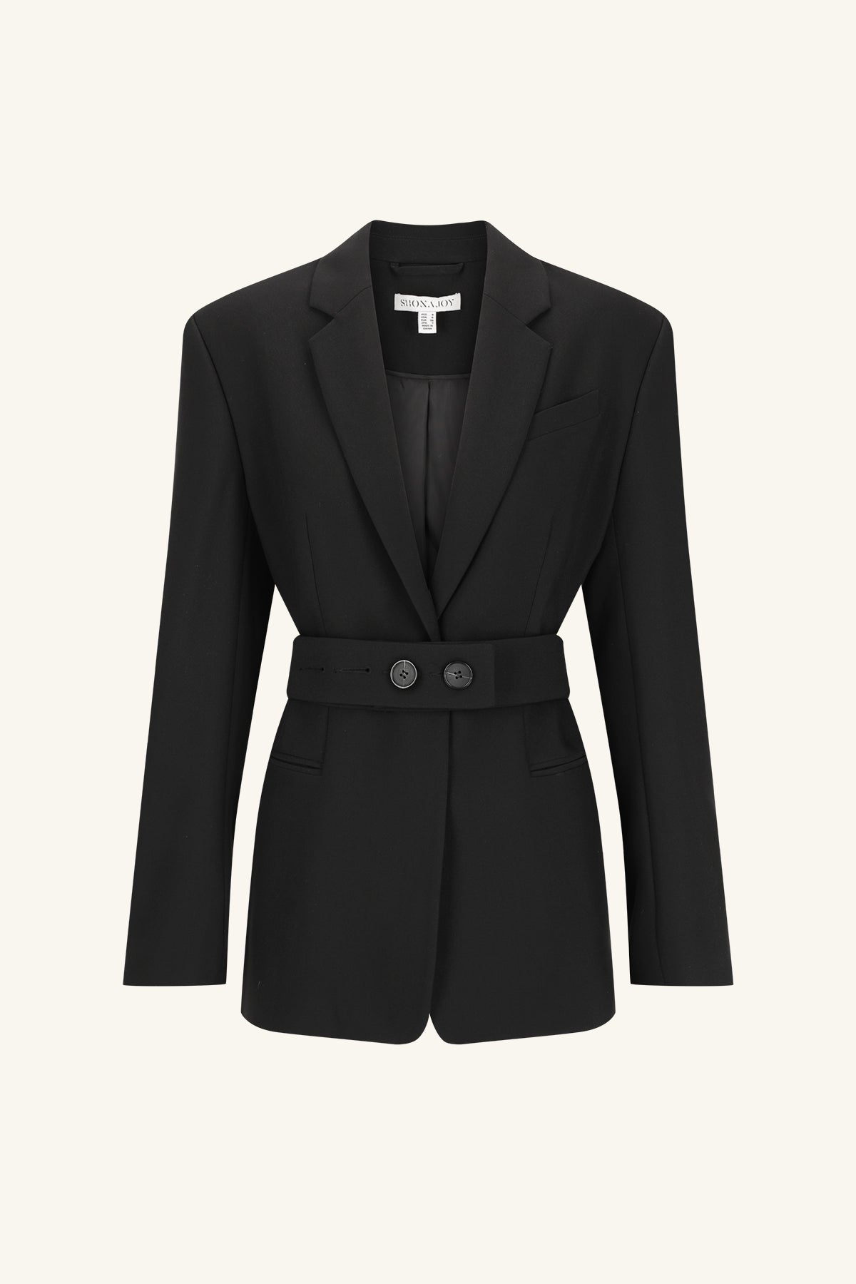 IRENA HOURGLASS SINGLE BREASTED BLAZER WITH BELT - BLACK_G