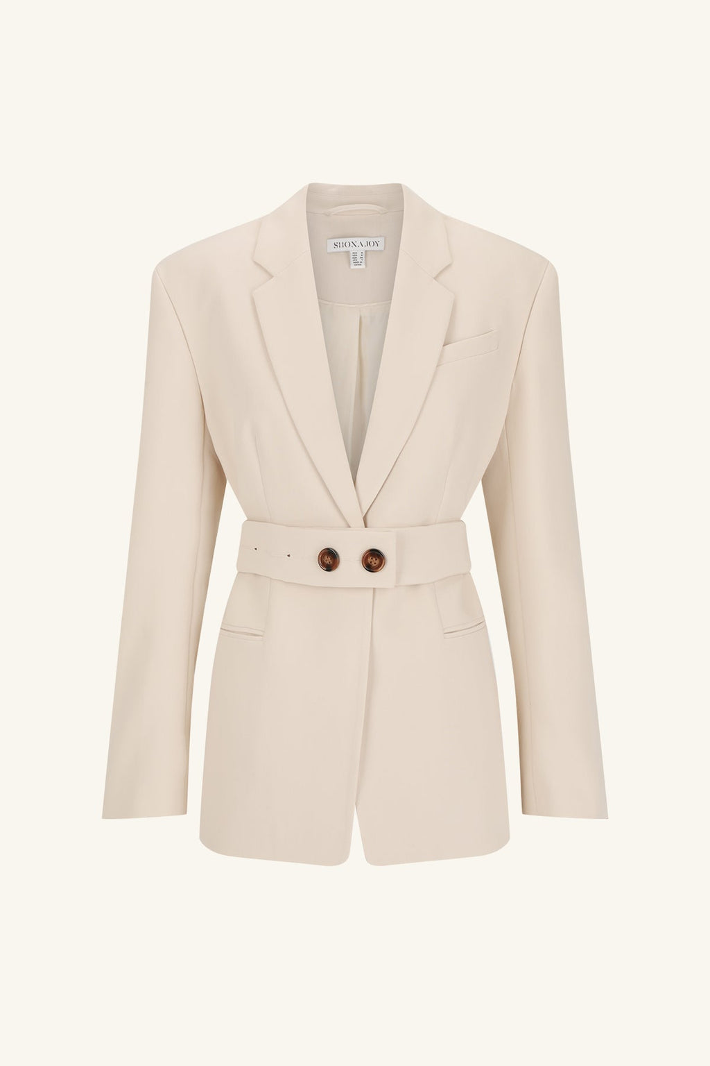 IRENA HOURGLASS SINGLE BREASTED BLAZER WITH BELT - BONE_G