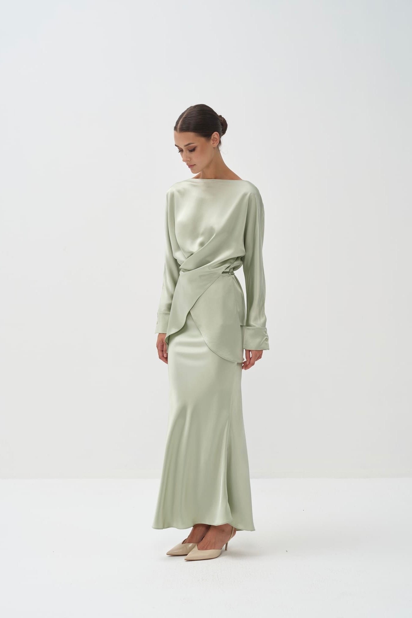 Tessa Top & Skirt Set in Satin