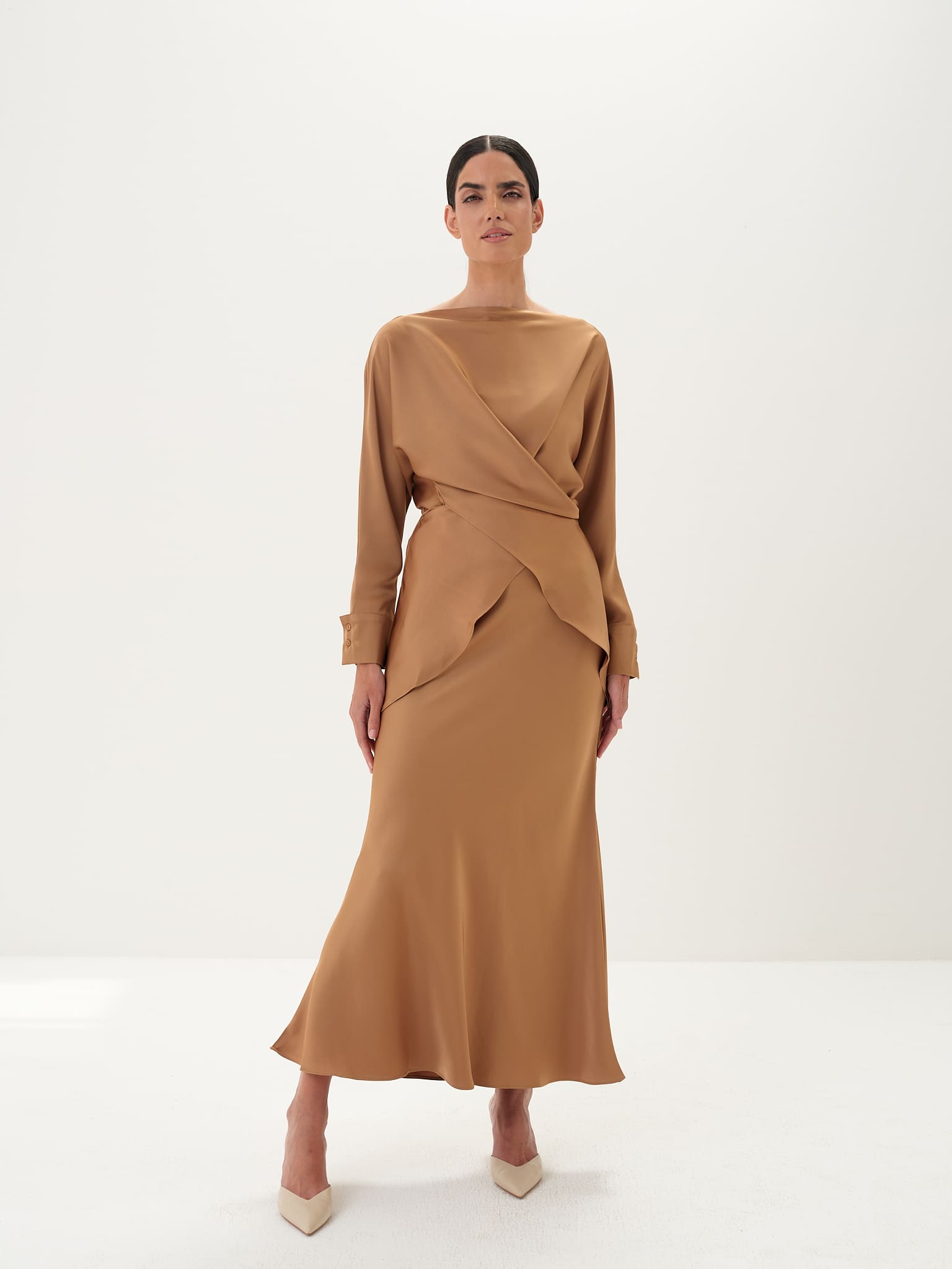 Tessa Top & Skirt Set in Satin