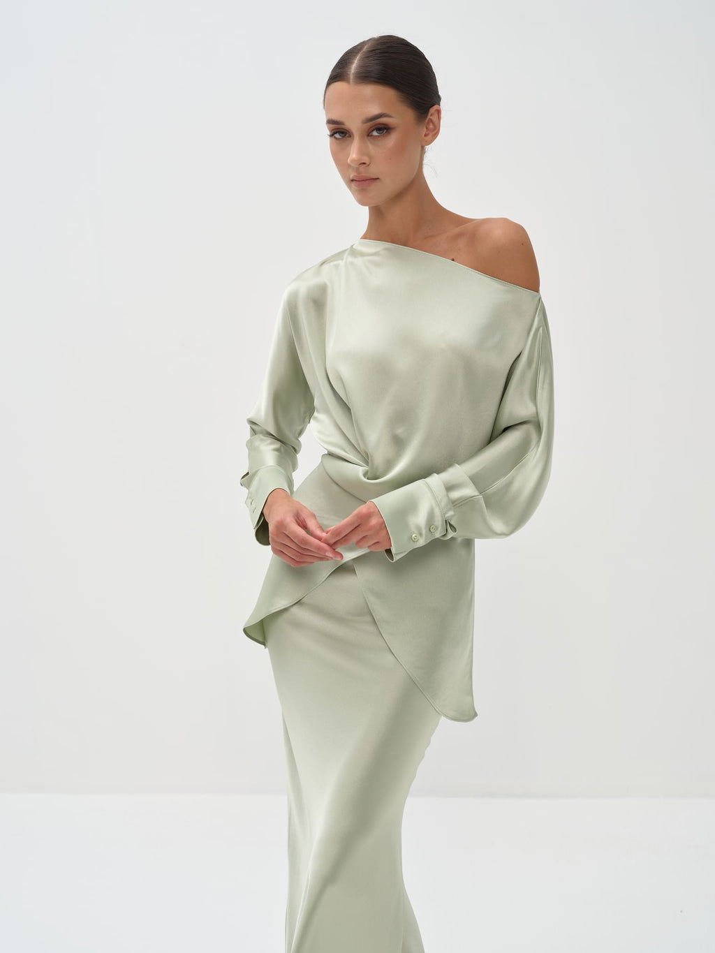 Tessa Top & Skirt Set in Satin