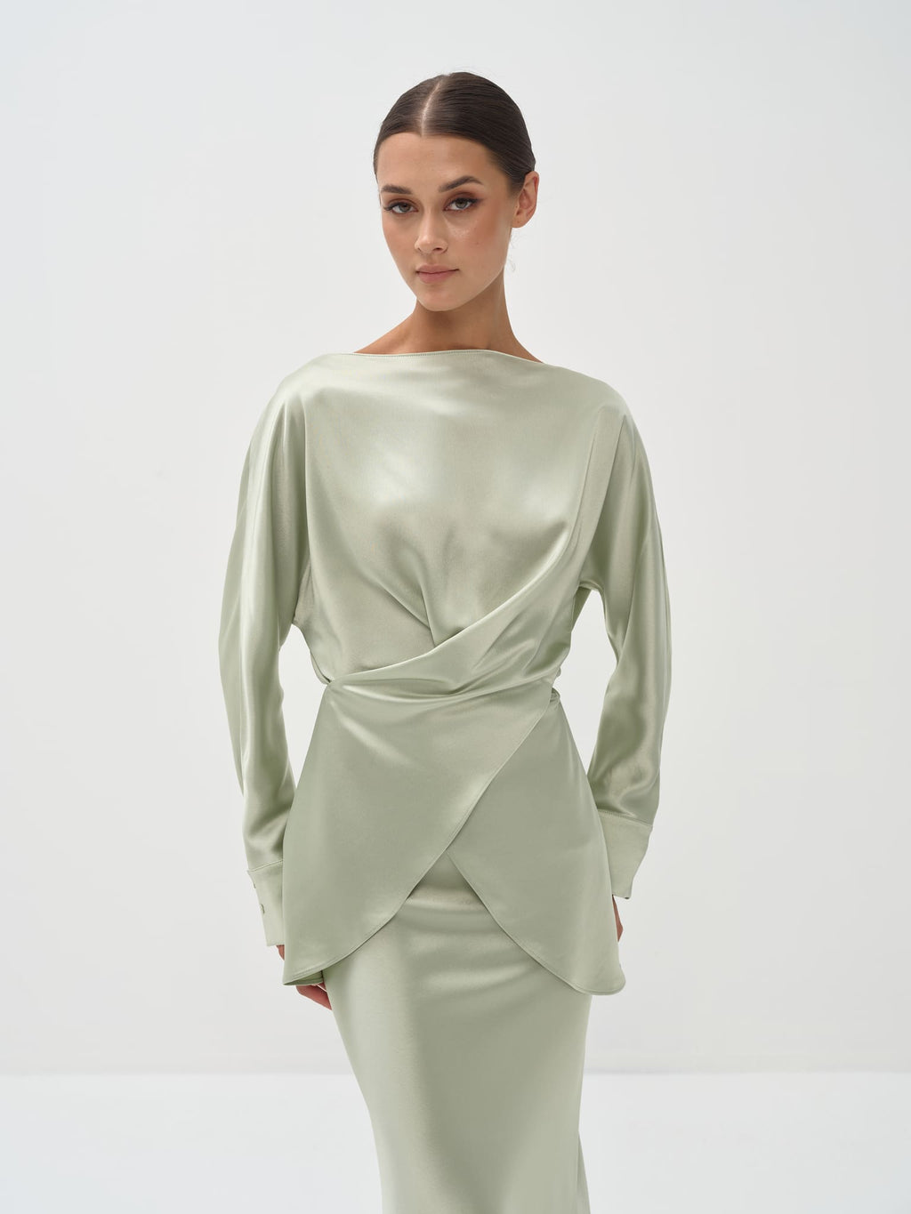 Tessa Top & Skirt Set in Satin