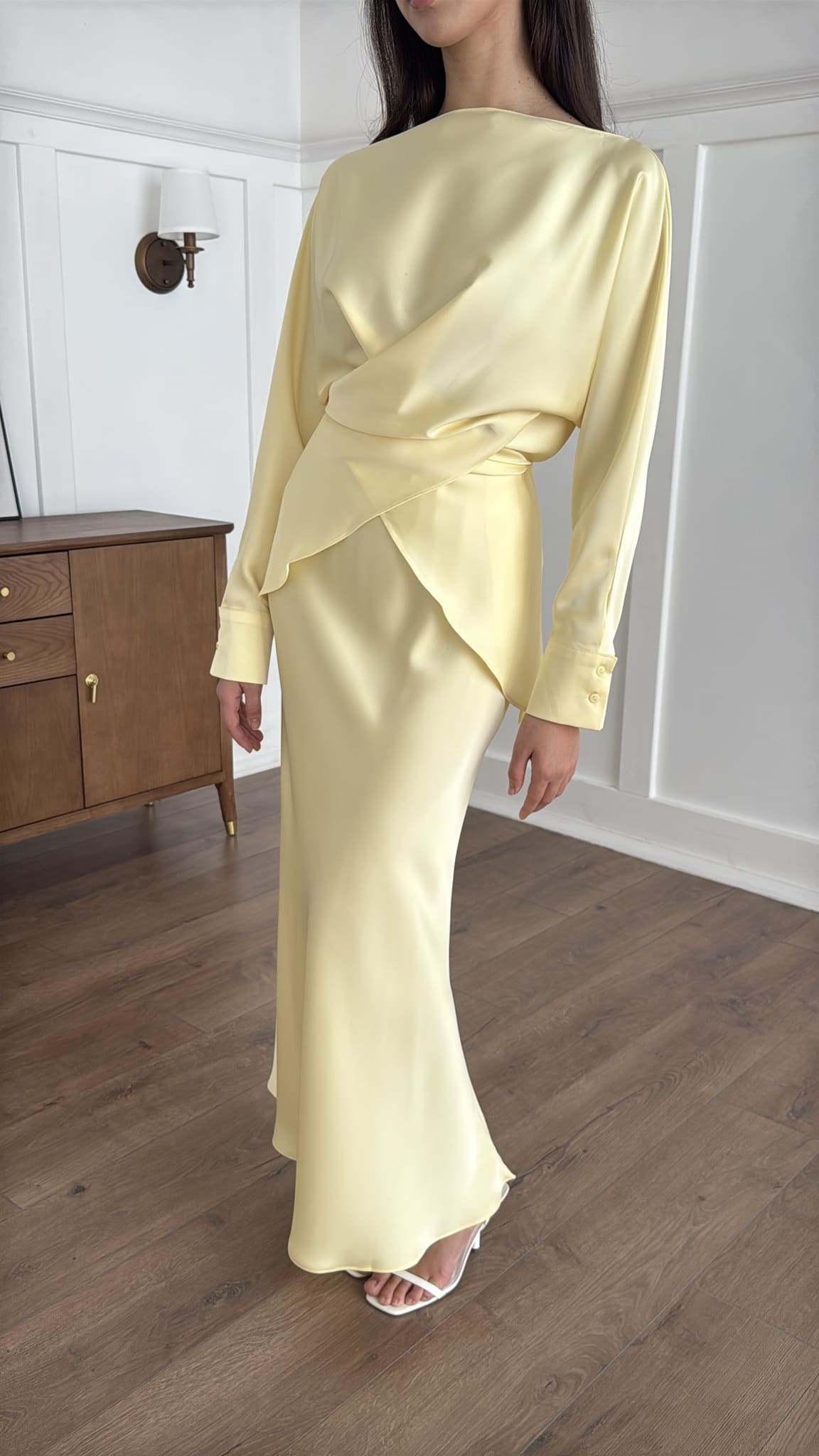 Tessa Top & Skirt Set in Satin