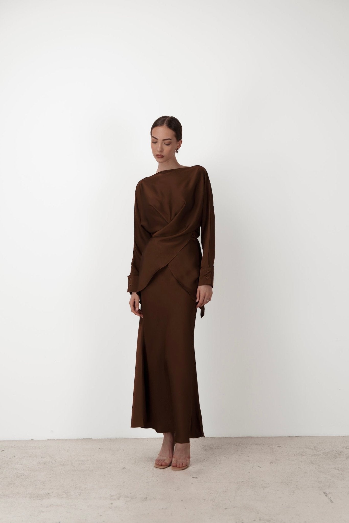 Tessa Top & Skirt Set in Satin