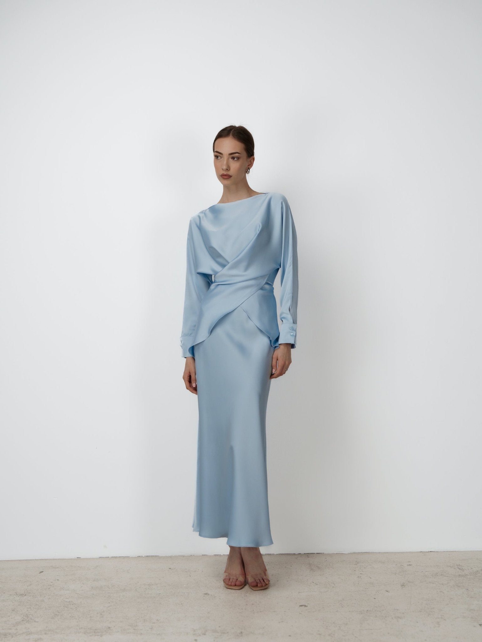 Tessa Top & Skirt Set in Satin