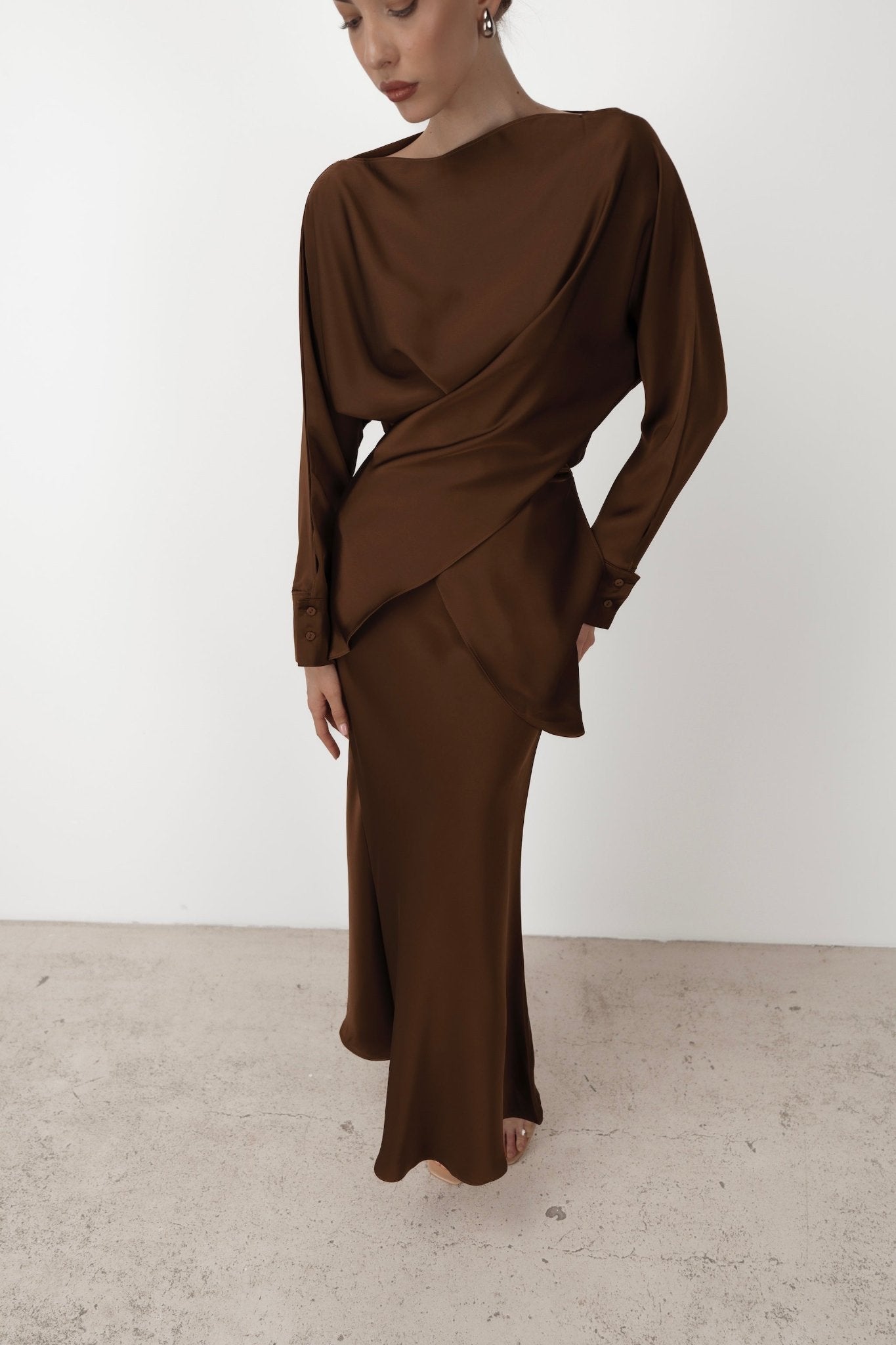 Tessa Top & Skirt Set in Satin