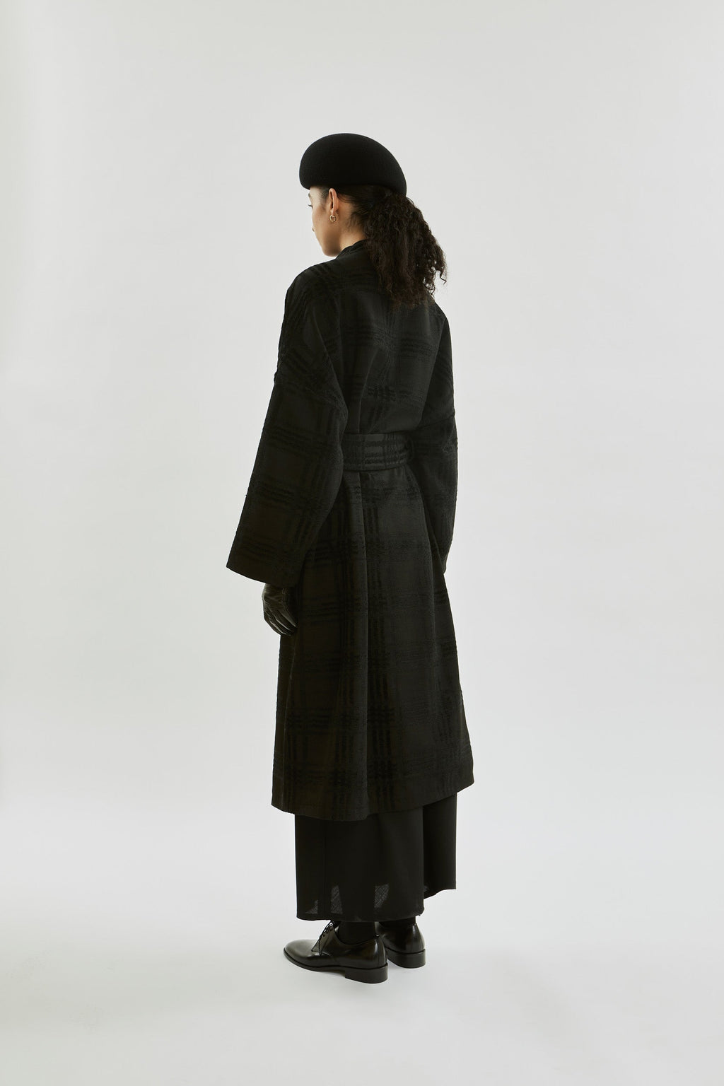 Tuba A coat | Black - Velvet checked