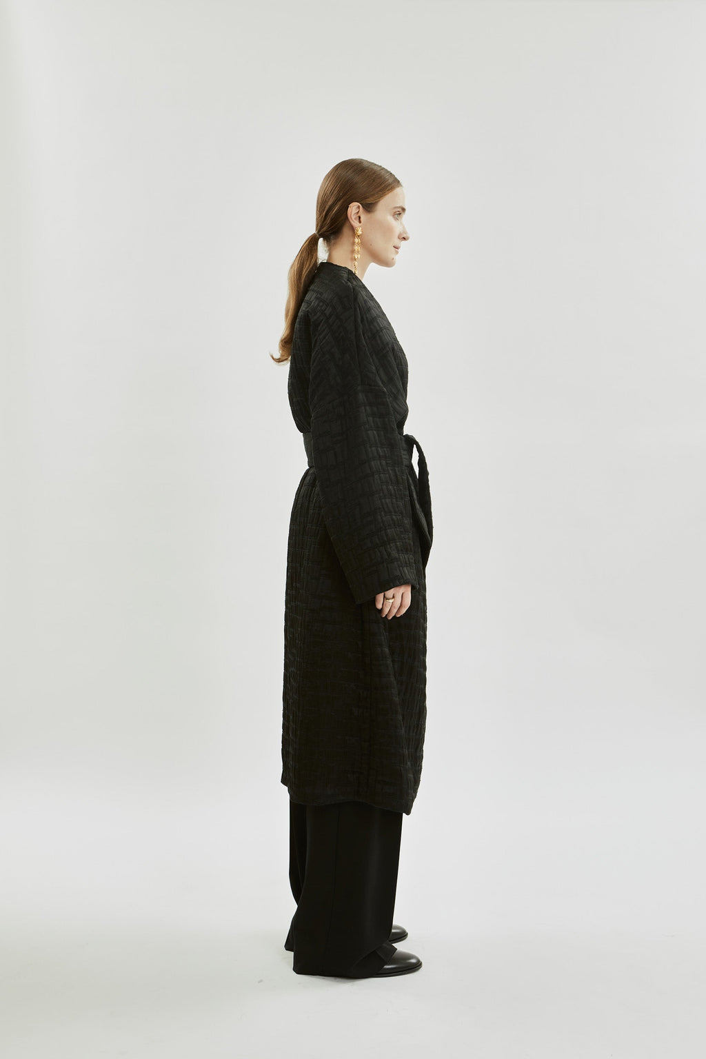 Tuba A coat | Black - Satin padded
