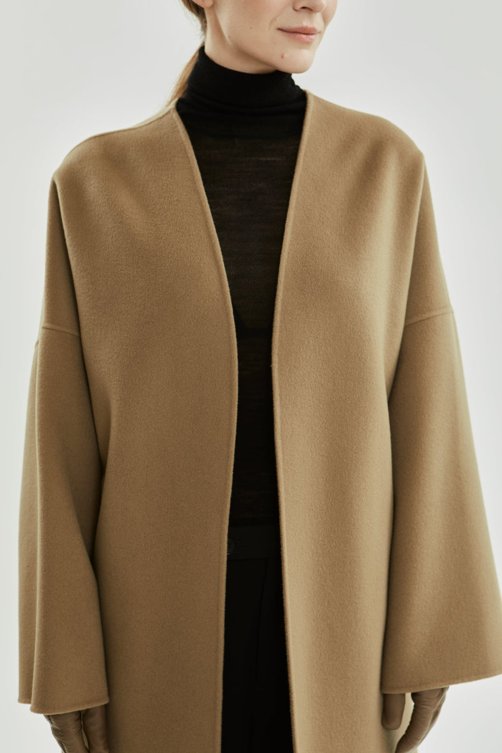 Tuba Coat | Greige - Wool cashmere blend