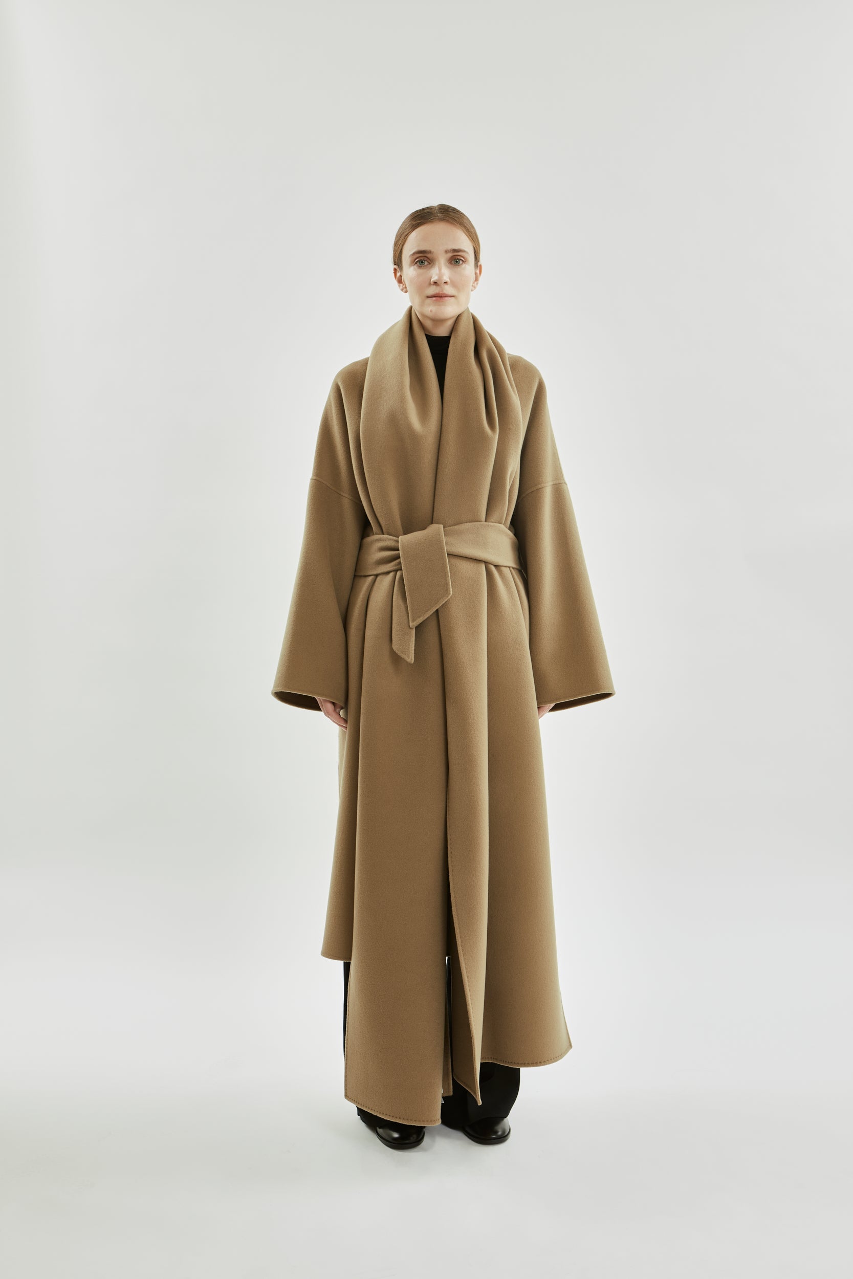 Tuba Coat | Greige - Wool cashmere blend