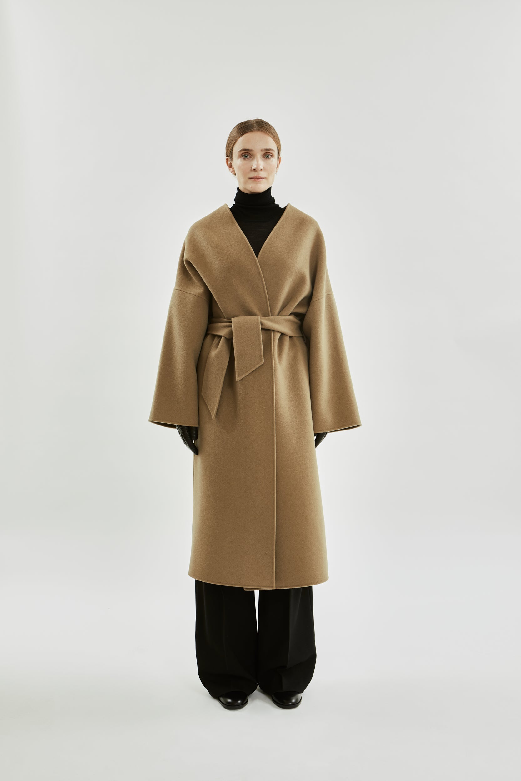 Tuba Coat | Greige - Wool cashmere blend