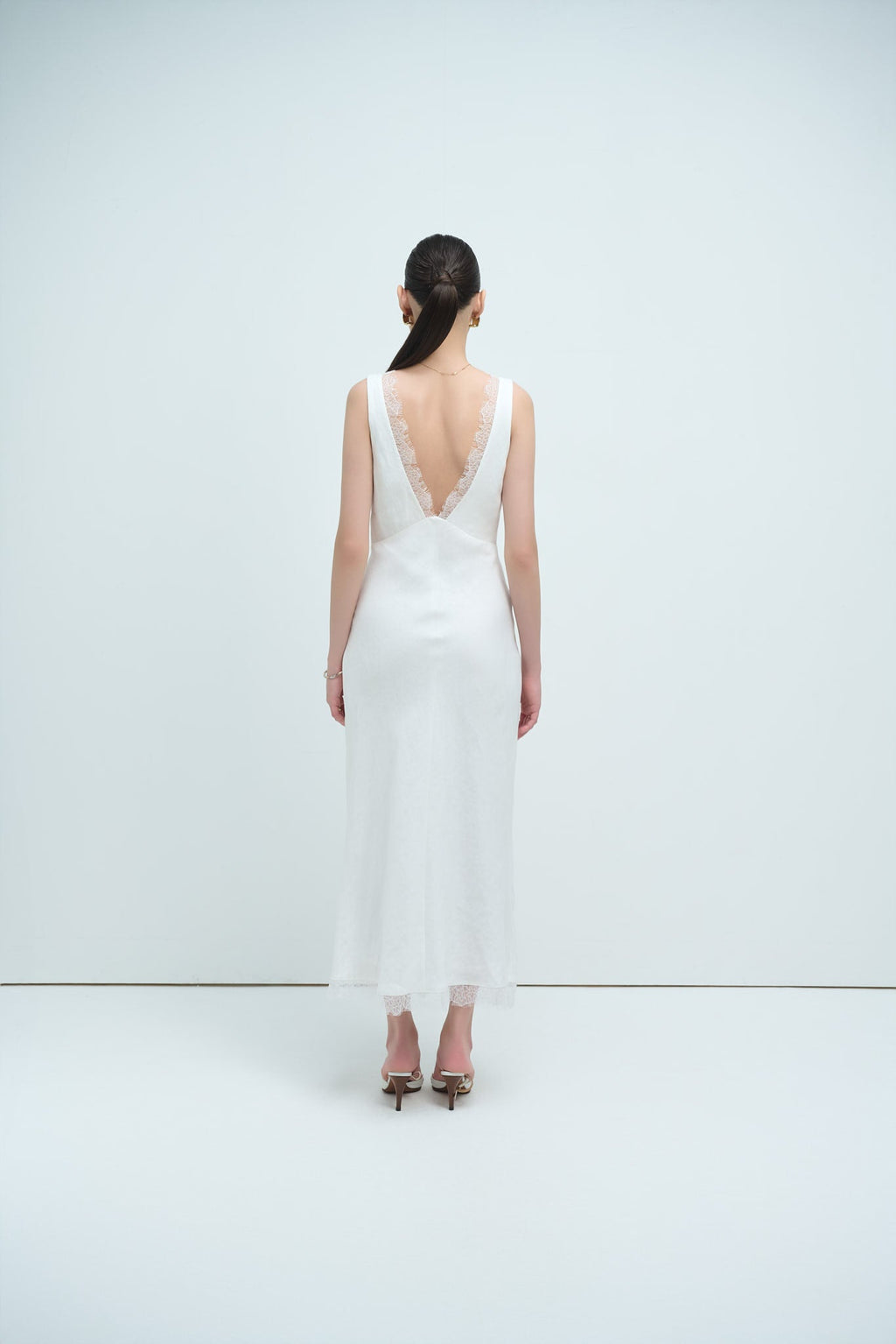 MAISIE LACE LINEN DRESS - WHITE