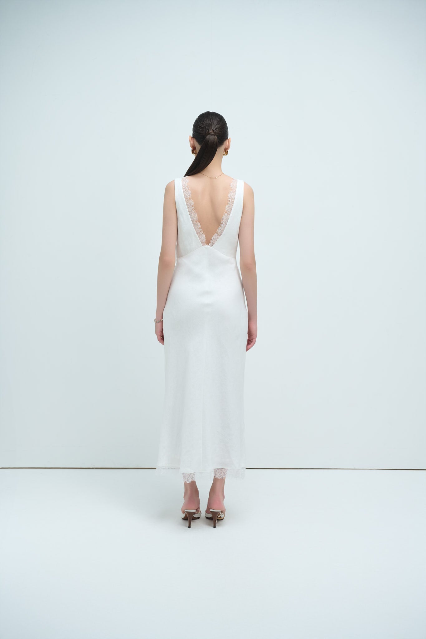 MAISIE LACE LINEN DRESS - WHITE