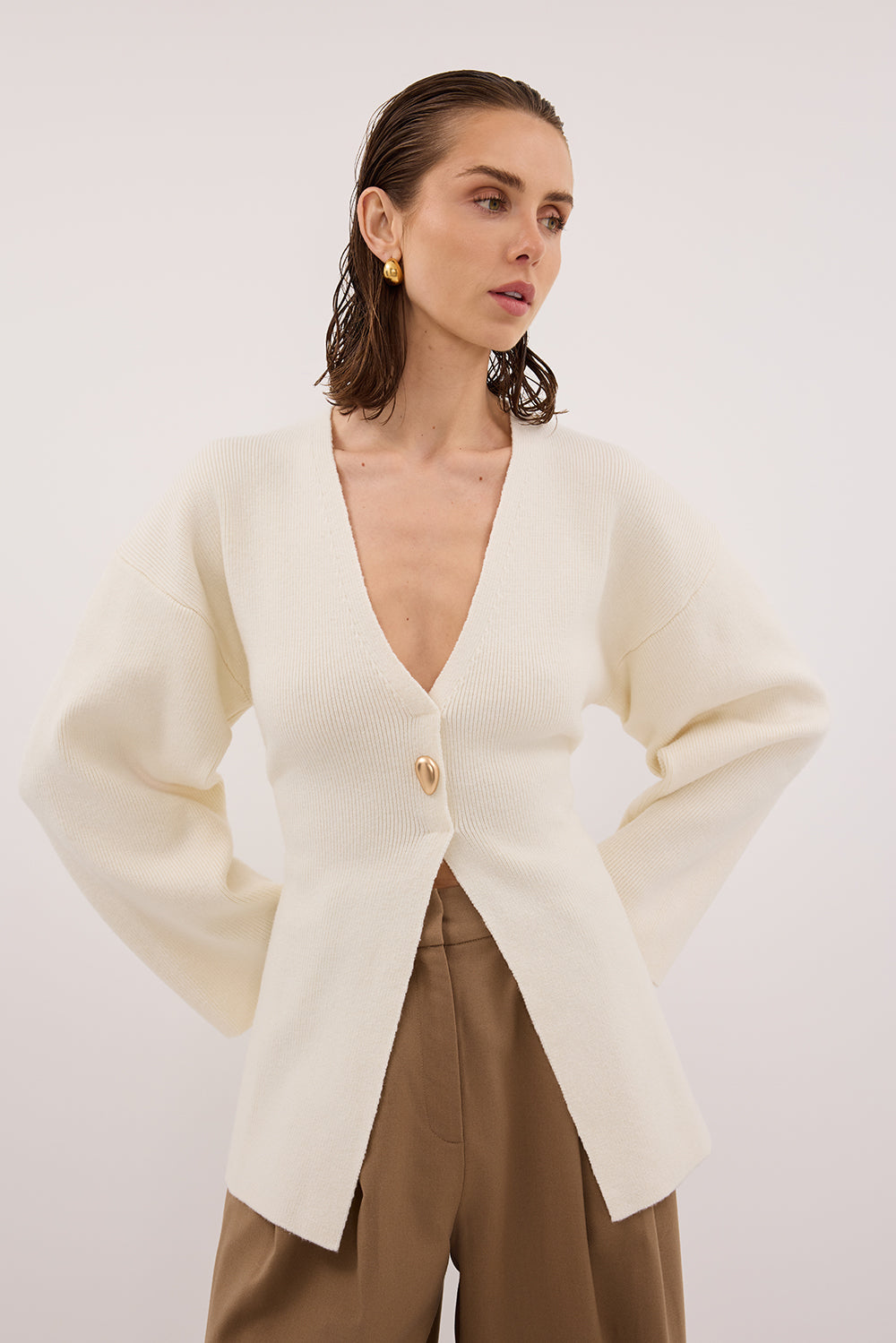 SCOUT CREAM LONG SLEEVE KNIT TOP