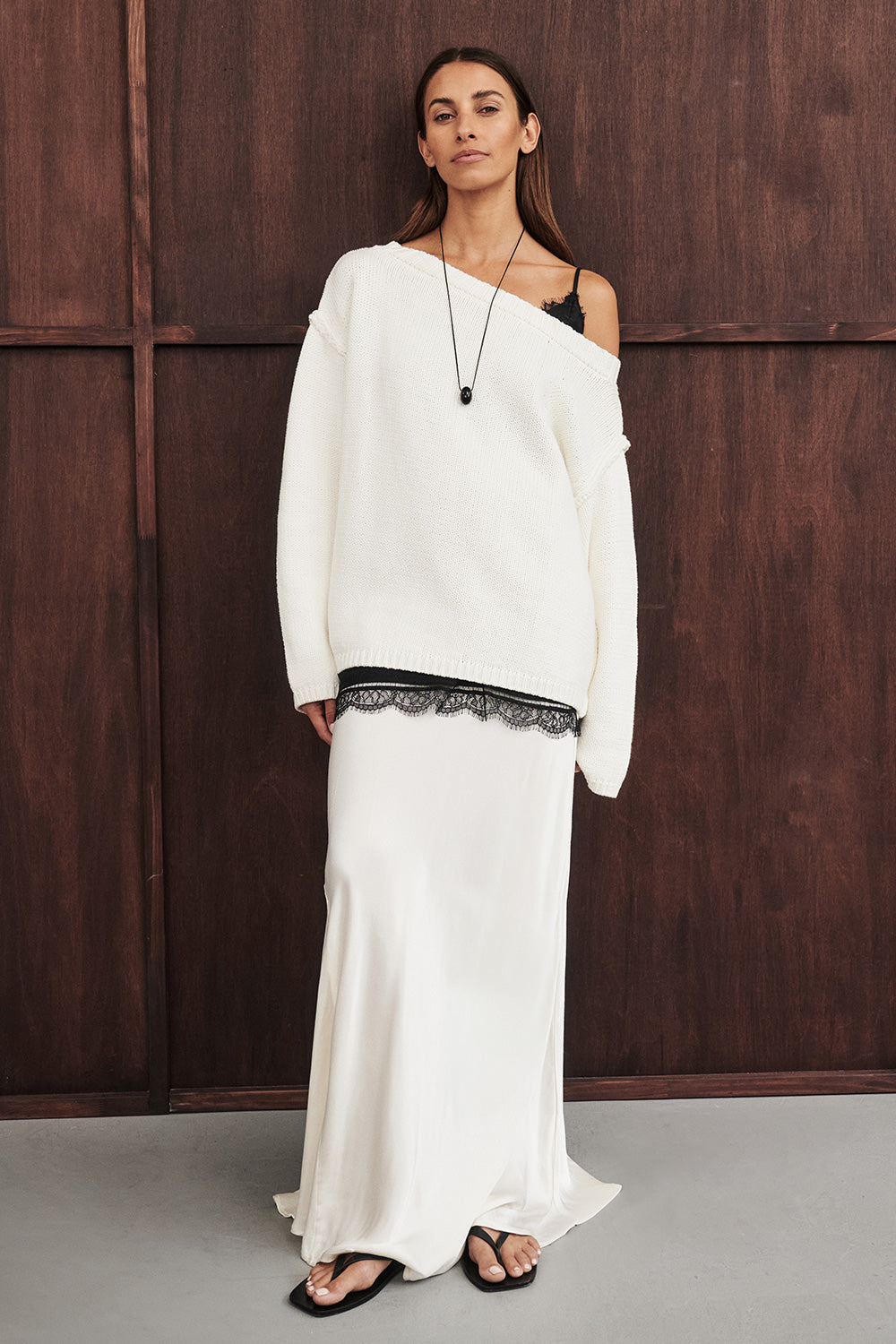 LEISLE CREAM ASYM KNIT JUMPER