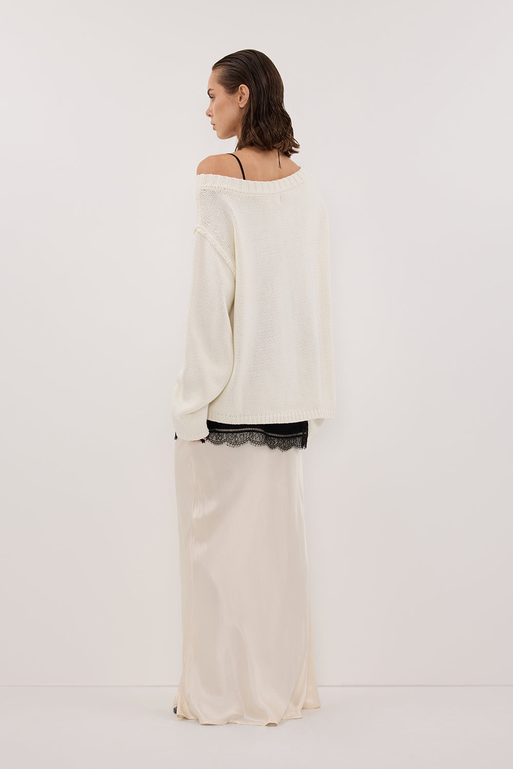 LEISLE CREAM ASYM KNIT JUMPER