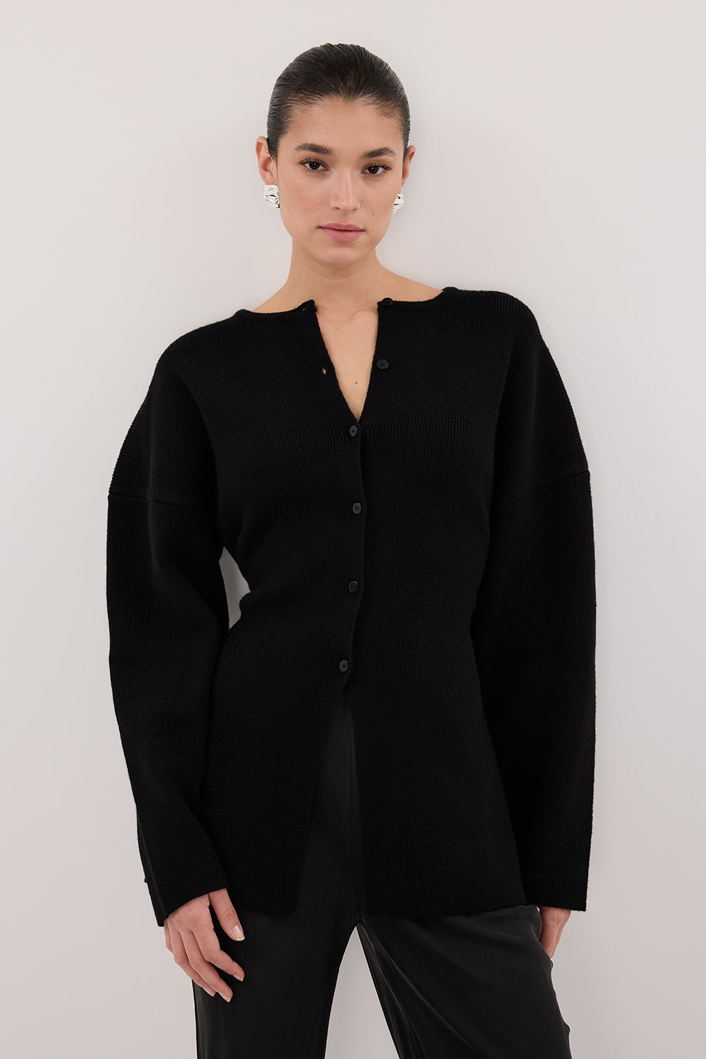 MARTHA BLACK CINCHED KNIT CARDIGAN