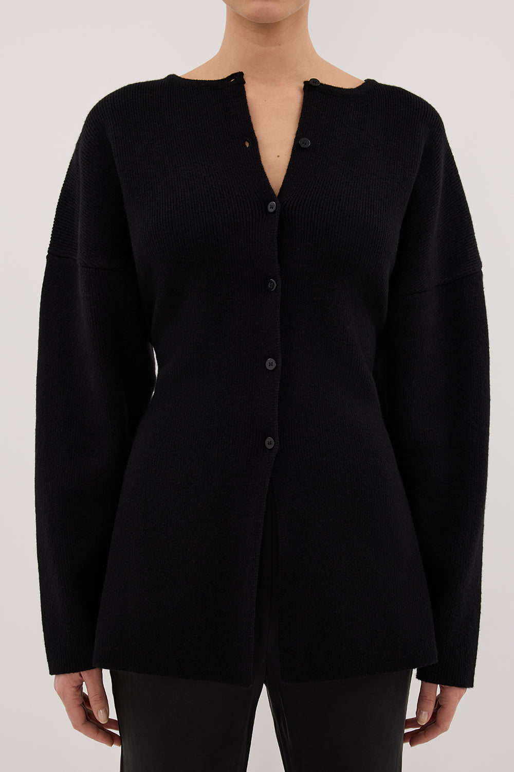 MARTHA BLACK CINCHED KNIT CARDIGAN