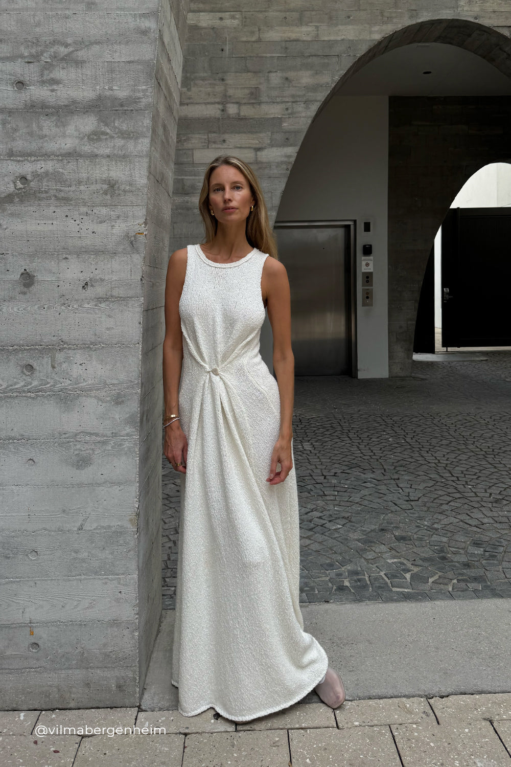 SUE OFF WHITE KNIT MAXI DRESS