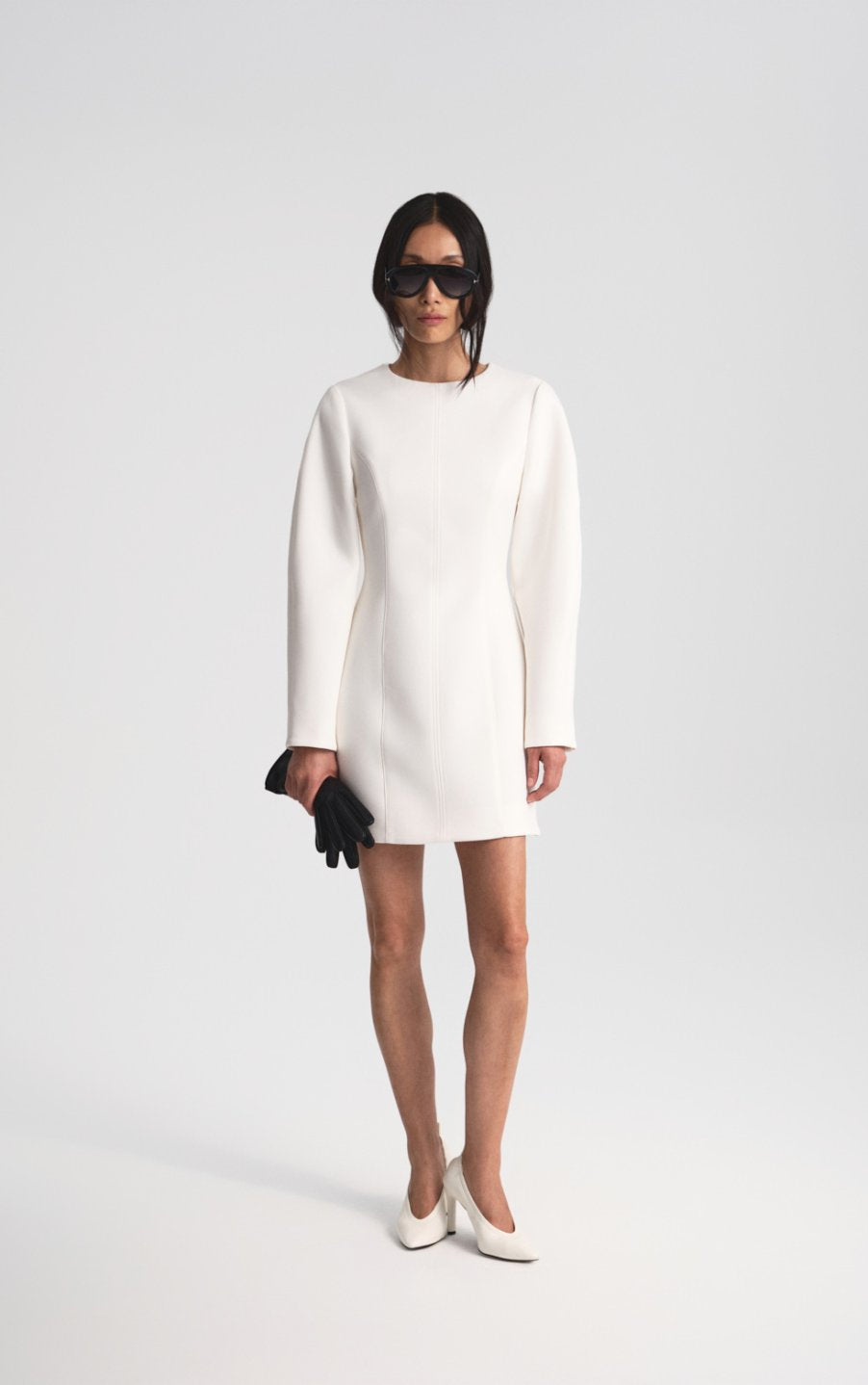 Long sleeve mini dress white