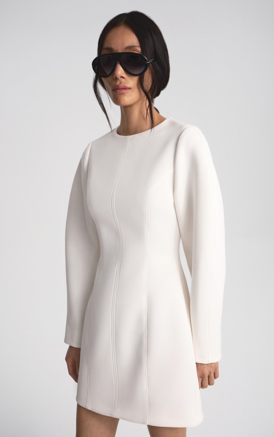 Long sleeve mini dress white