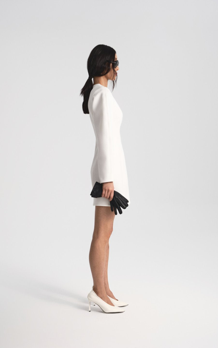Long sleeve mini dress white