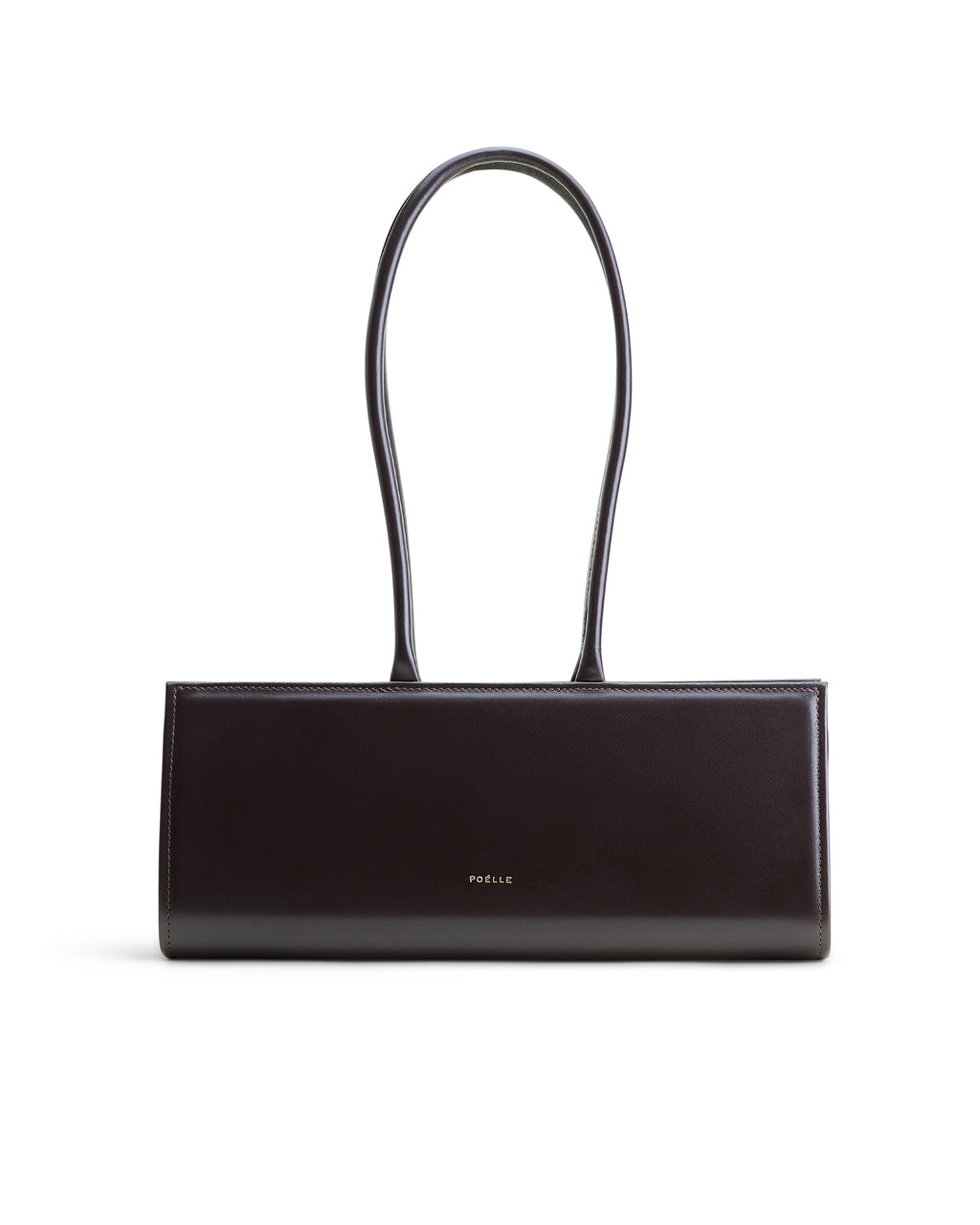 Poelle Atelier elegant brown leather handbag with long handles and minimalist design