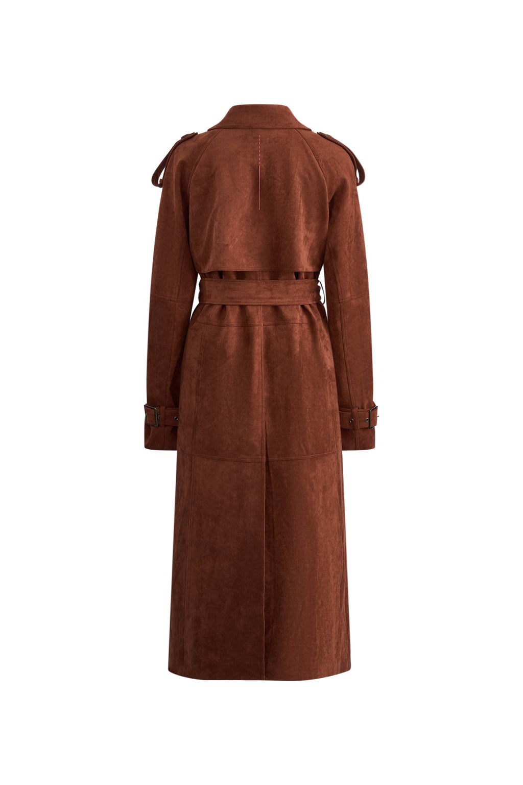 Tilda Detachable Epaulette  Trench Coat in Faux Suede