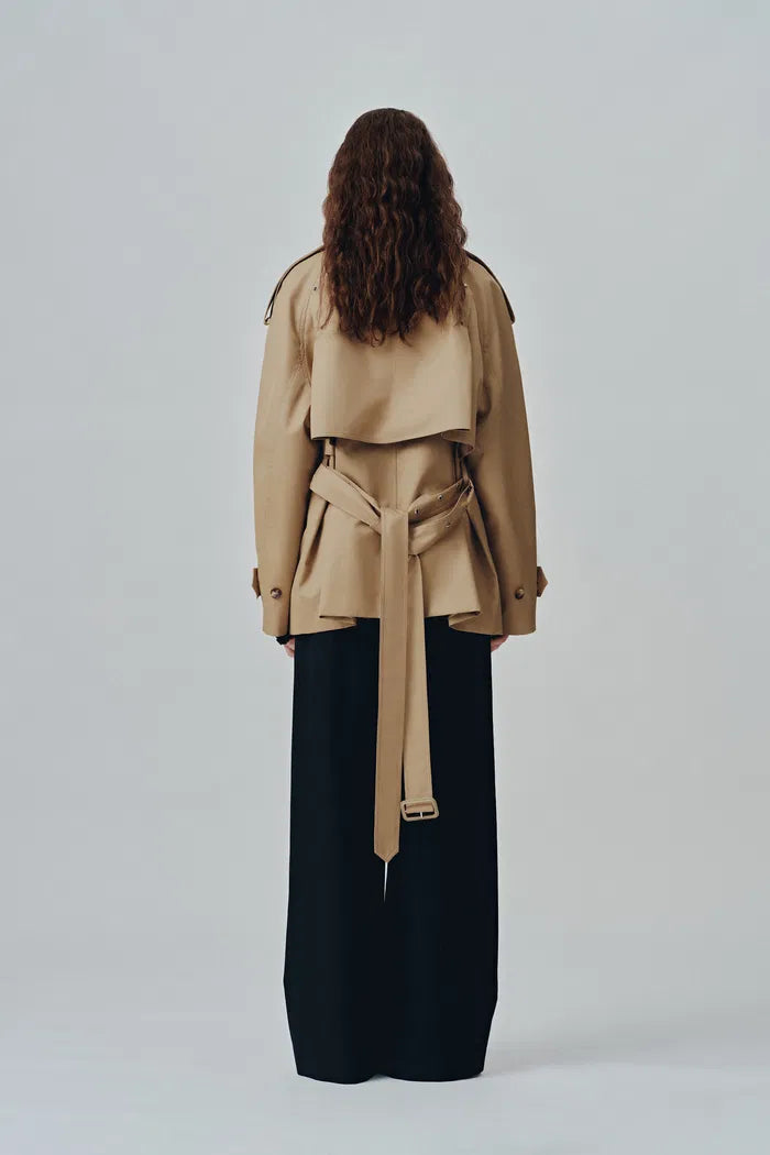 Lina Cropped Trench Coat in Cotton Twill