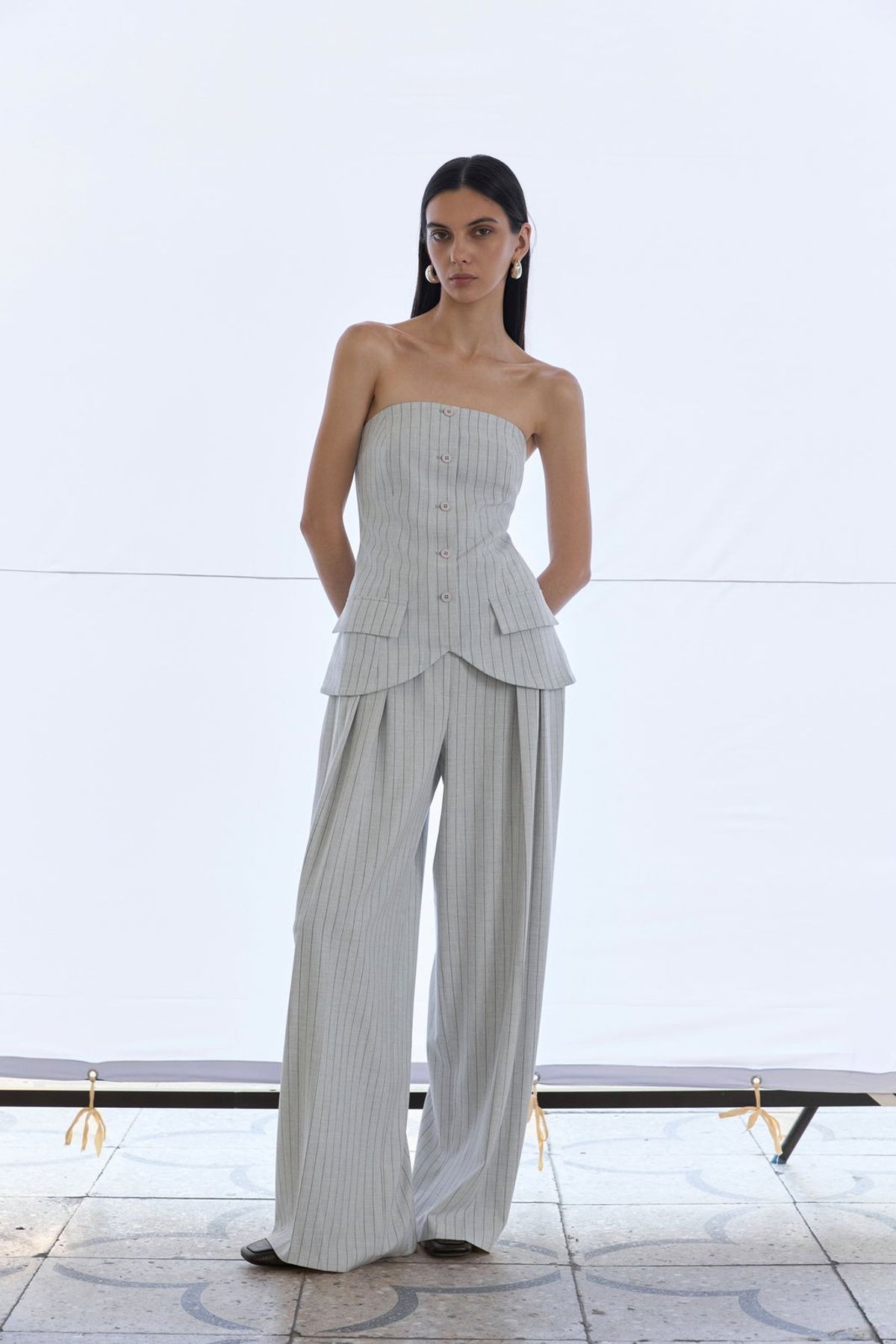 Strapless Striped Bustier Vest