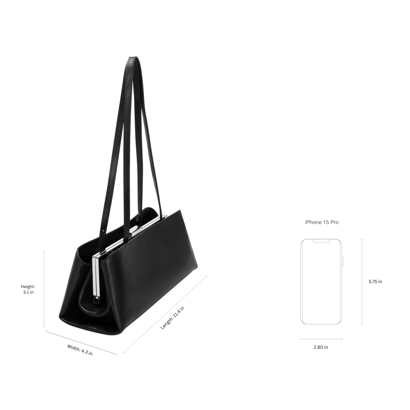 Silver Noir Éclair Premium Calf Leather Bag