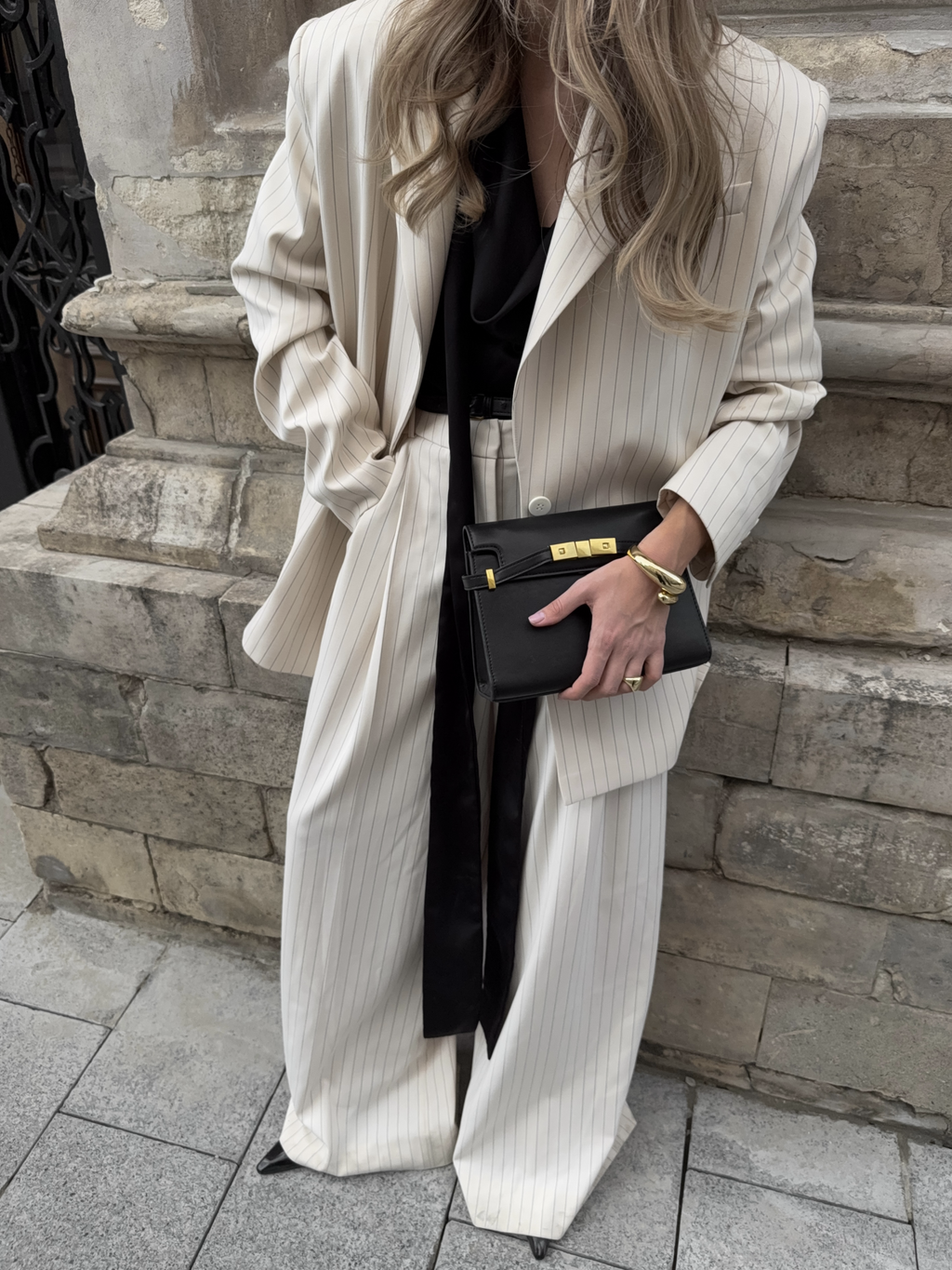 Костюмные брюки палаццо в полоску_2