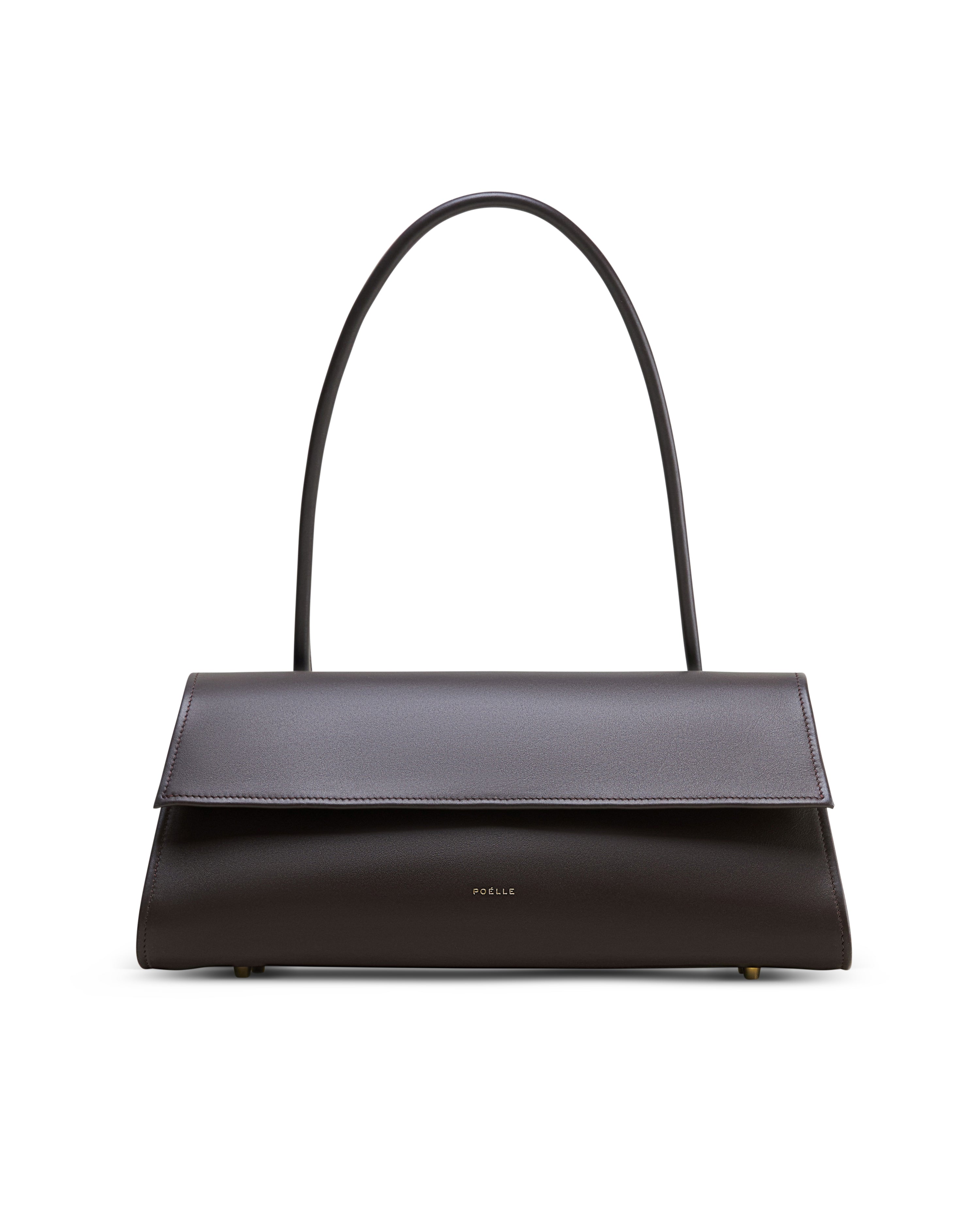 Poelle Atelier dark brown high-end fashion leather bag with sleek design and single strap