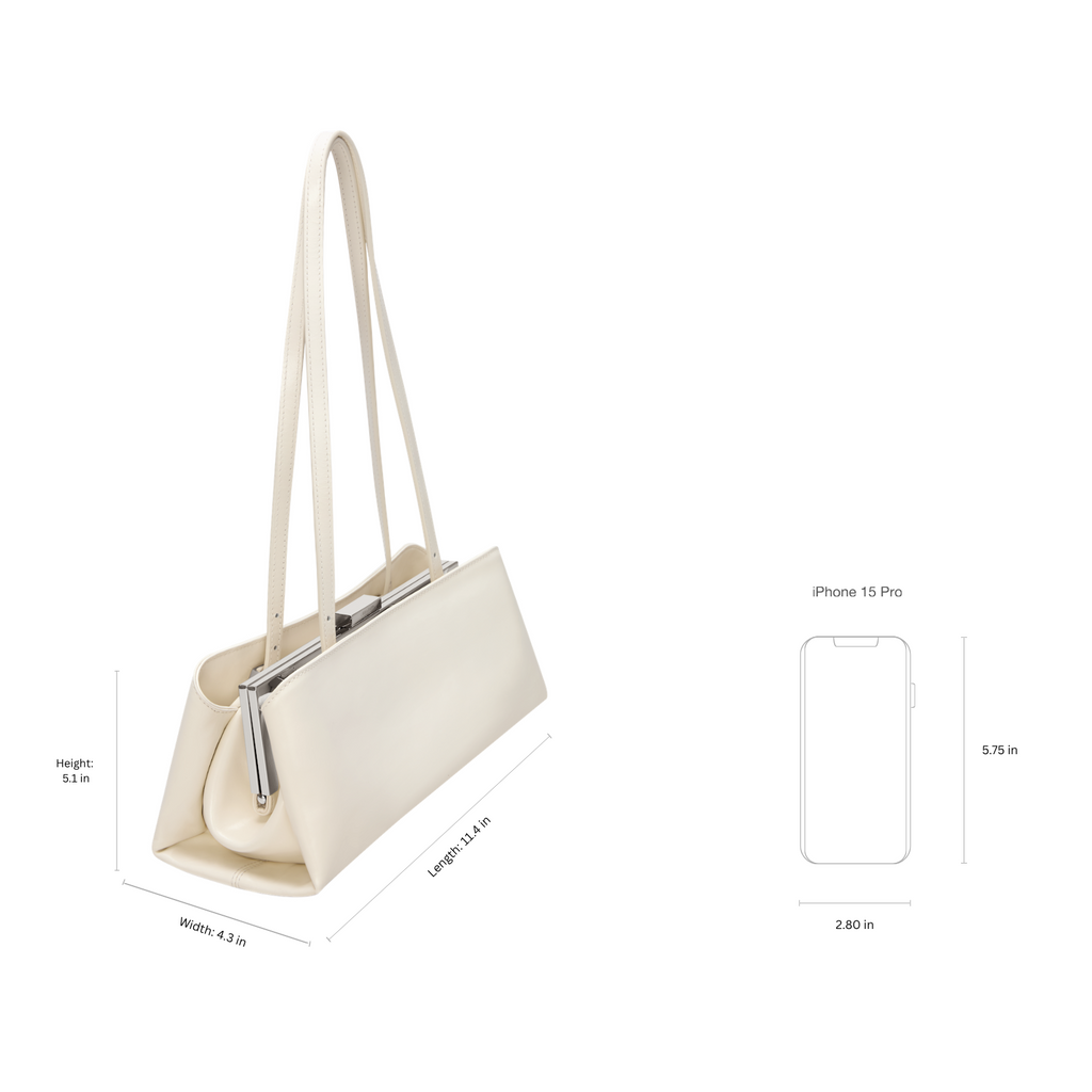 Silver Ivory Éclair Premium Calf Leather Bag