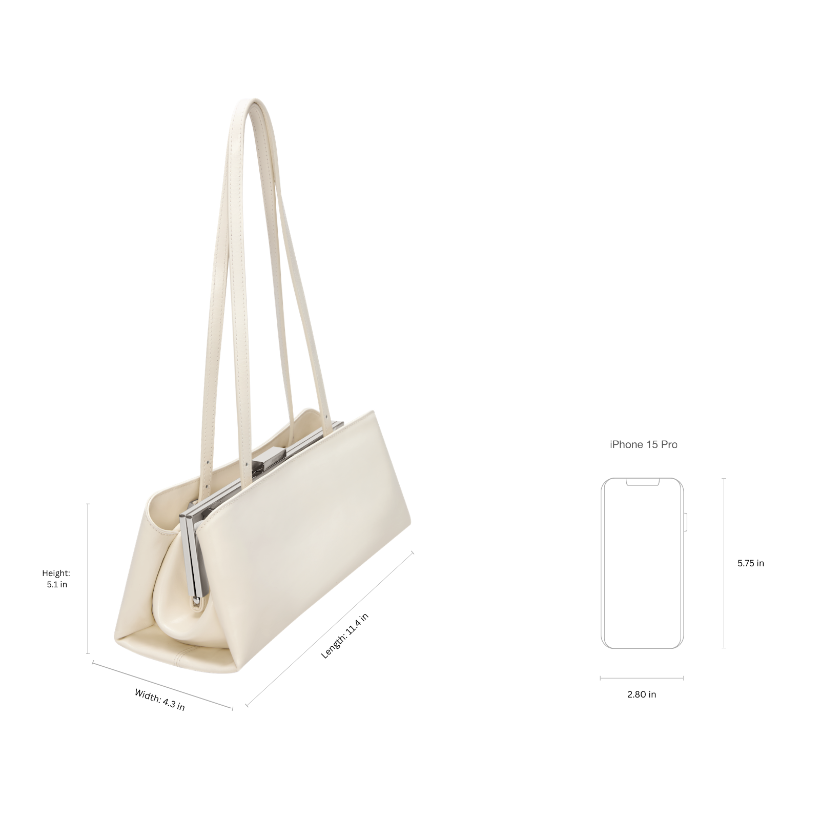 Silver Ivory Éclair Premium Calf Leather Bag